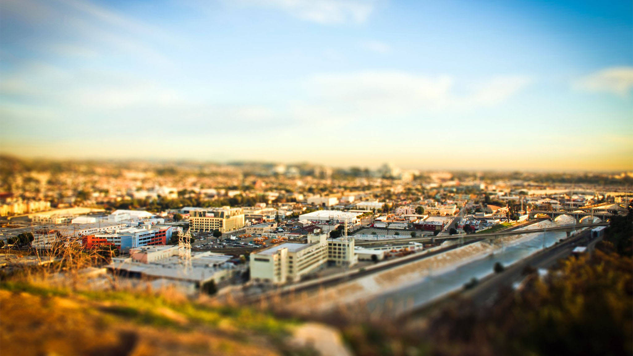 Tilt-Shift Los Angeles Sondergloed Muurpapier