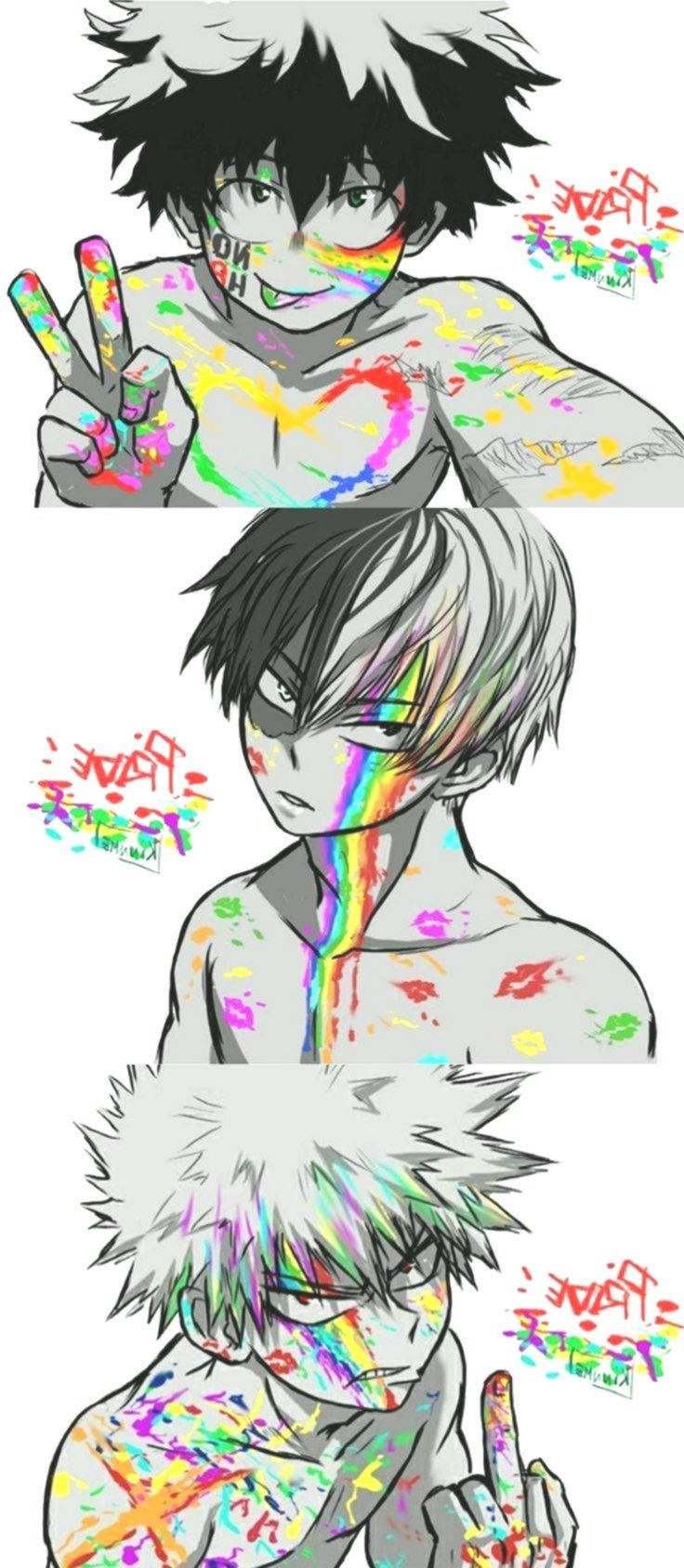 Todobakudeku Reënboog Verf Muurpapier