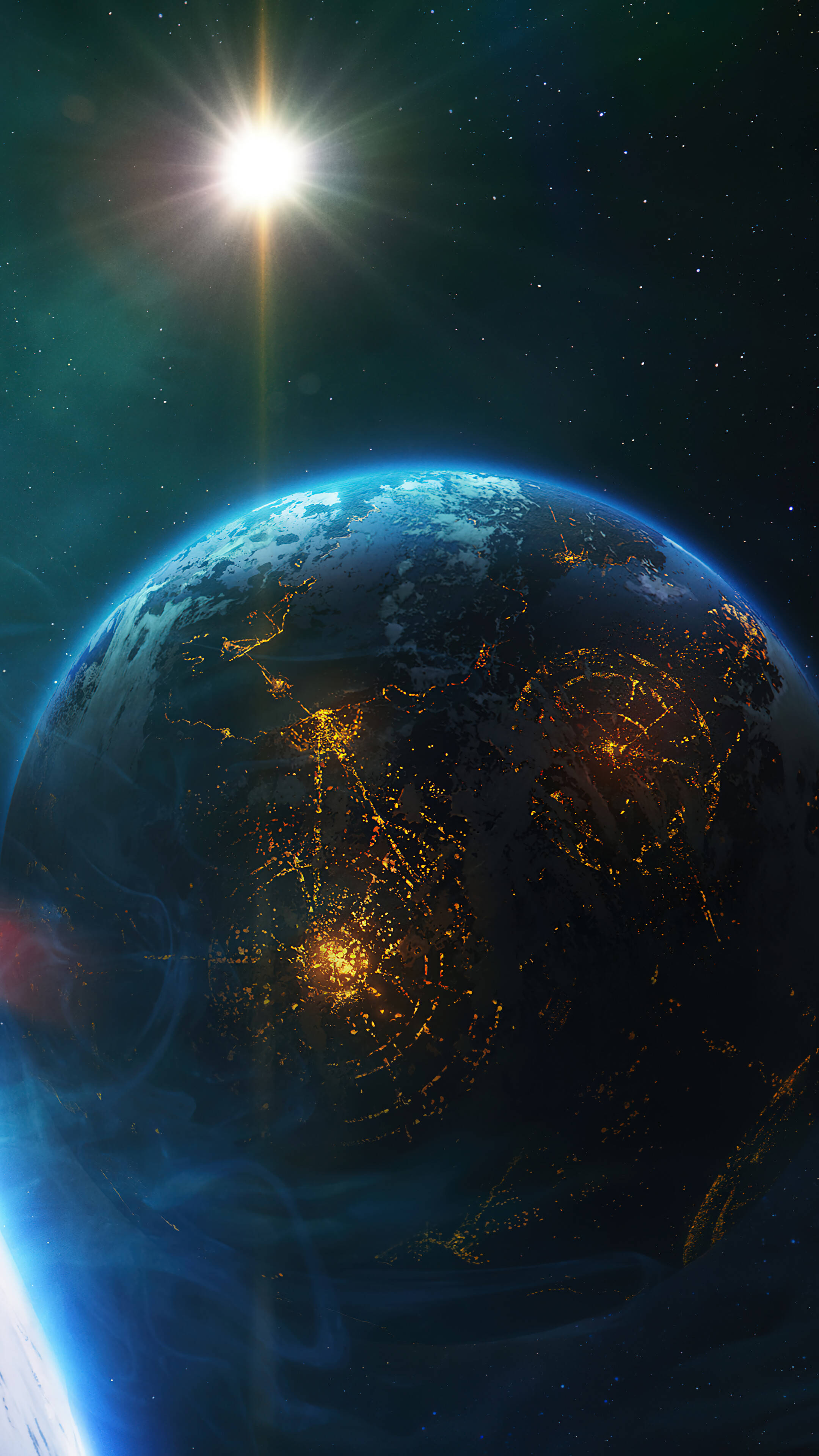 Toekomstgerigte Planeet in die Ruimte 4K Foon Muurpapier