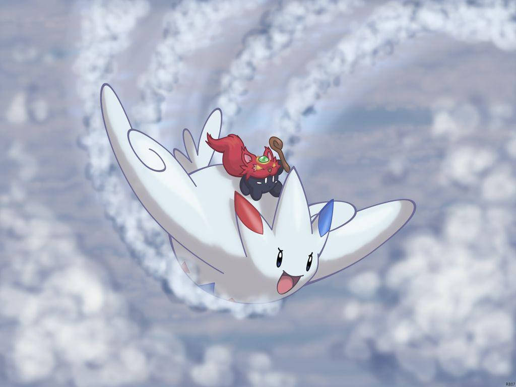 Togekiss Wolk Surf — Kirby GIF Muurpapier
