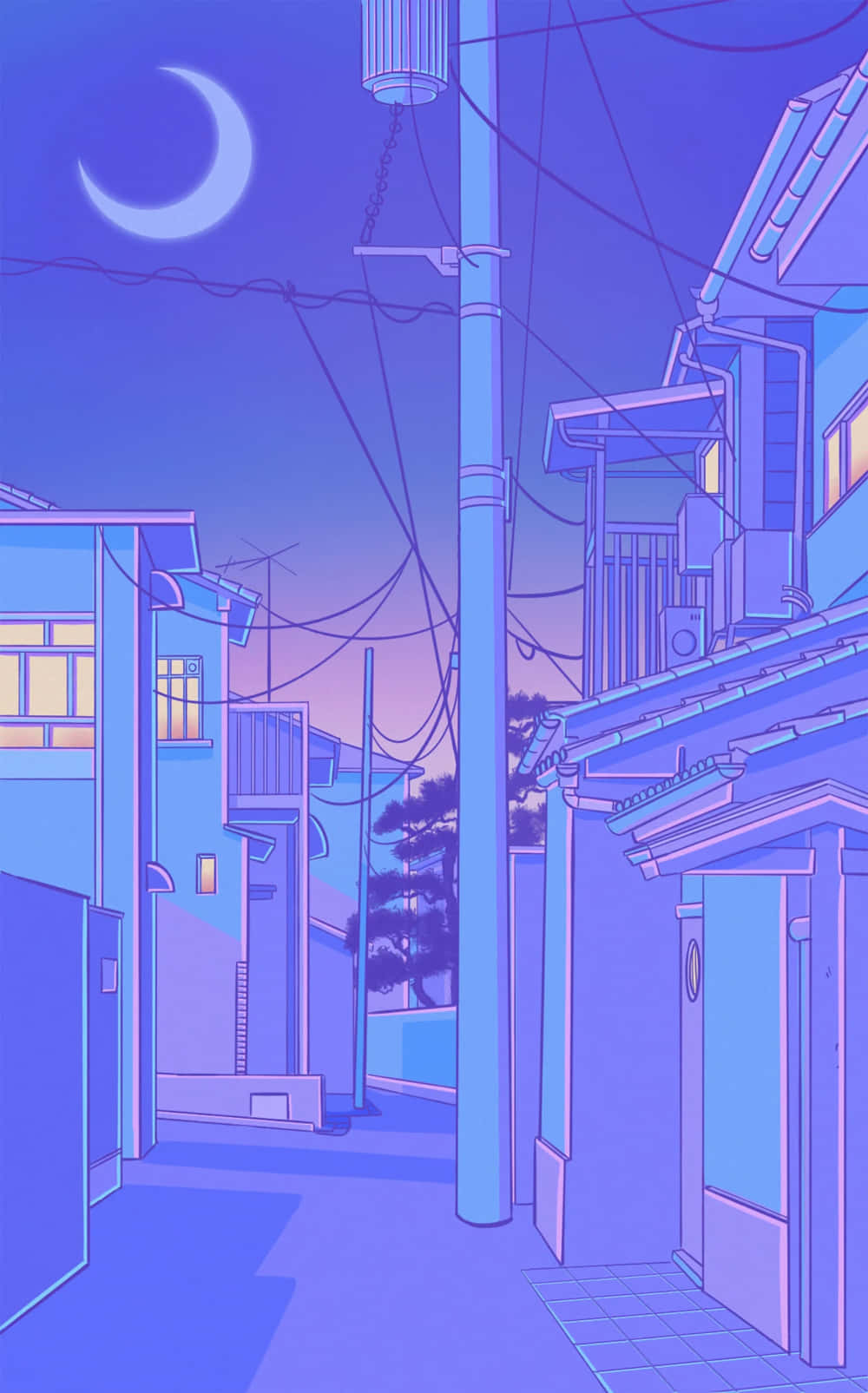 Tokio Anime Pers Dorp Nag Muurpapier