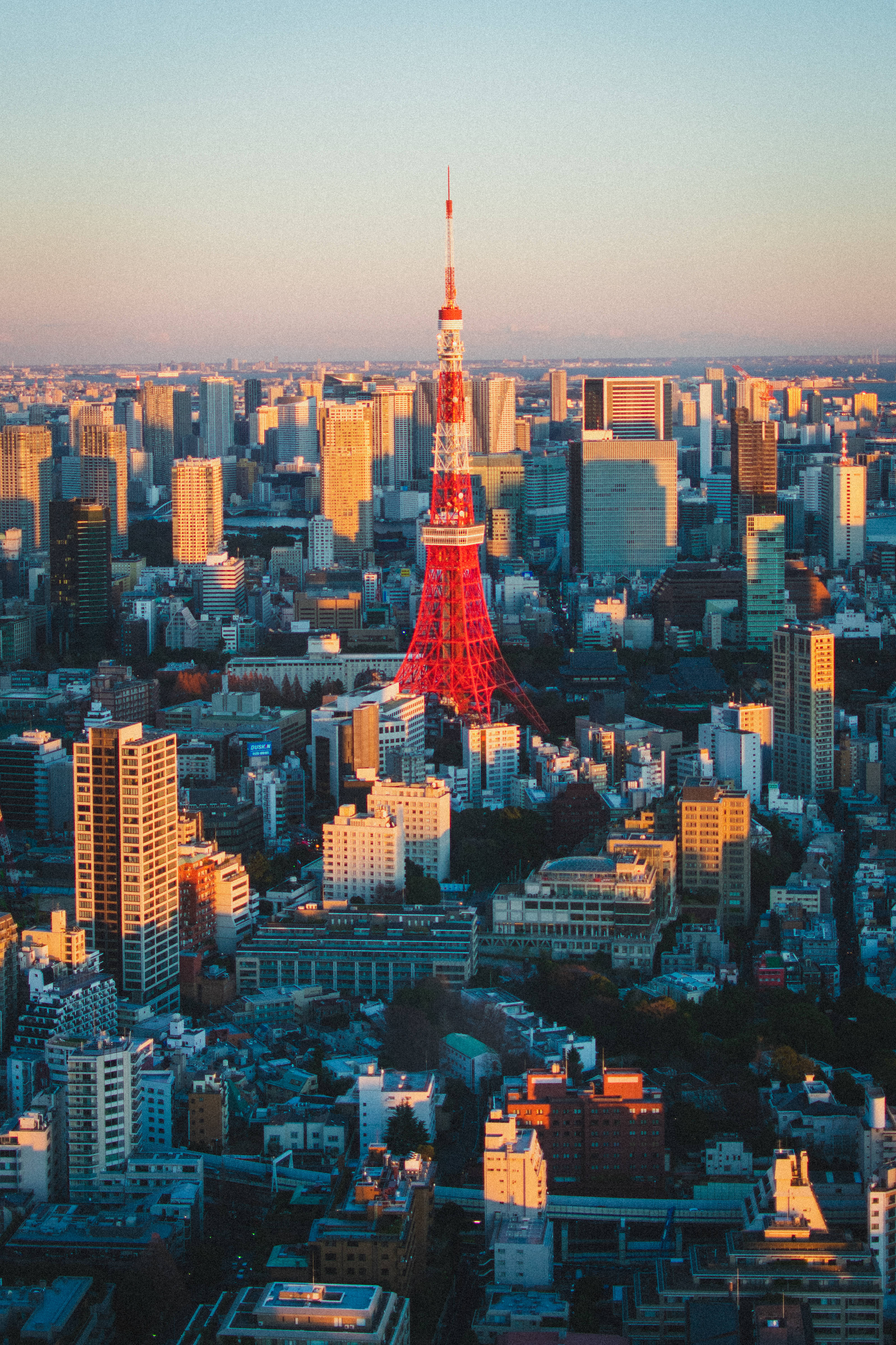 Tokio Metropool en Rooi Tokio-toring Muurpapier