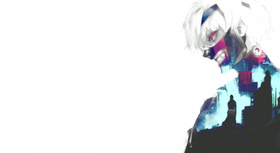 Tokyo Ghoul Estetiese Met Ken Silhouet Muurpapier