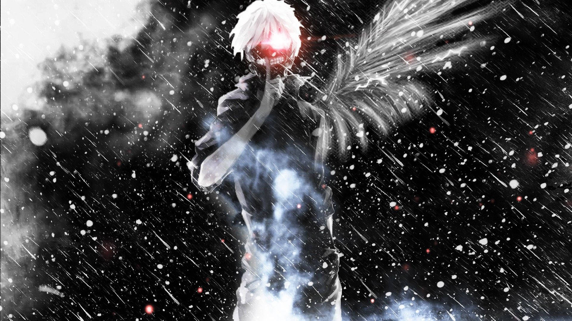 Tokyo Ghoul Karakters Ken Gloeiende Oog Muurpapier