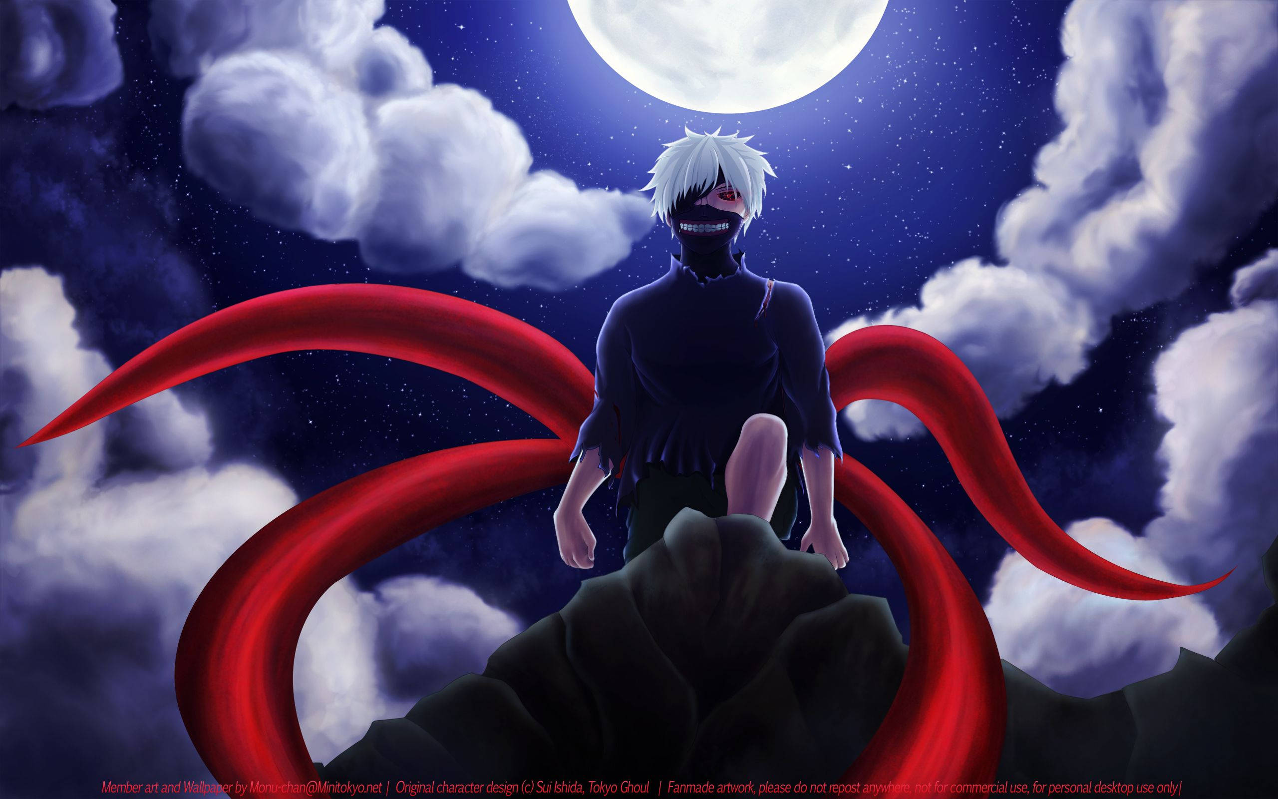 Tokyo Ghoul Karakters Ken Vier Sterte Muurpapier