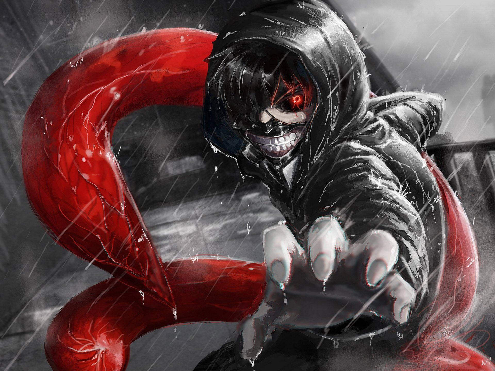 Tokyo Ghoul Karakters Ken se Rooi Tentakels Muurpapier