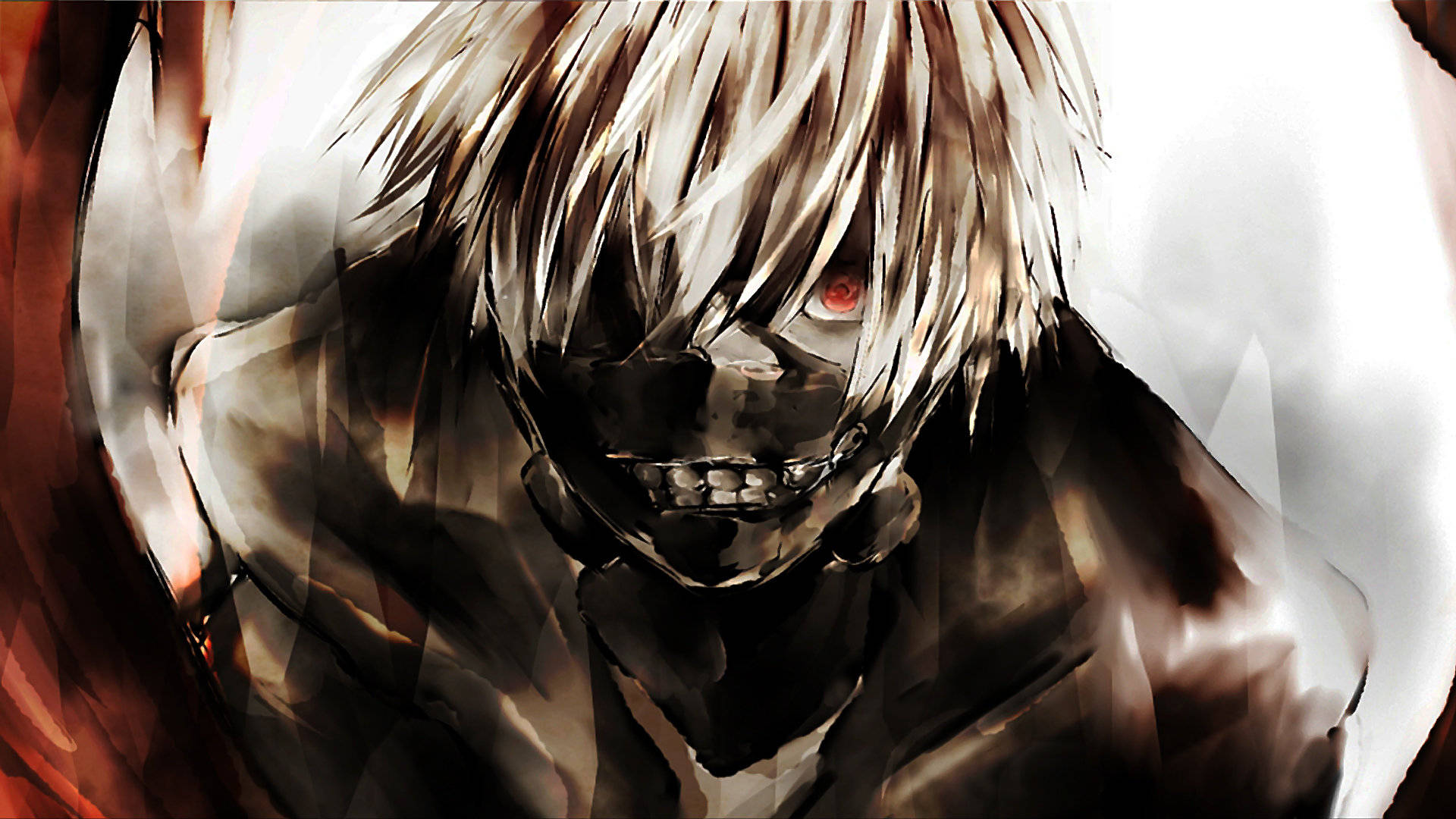 Tokyo Ghoul Karakters Grieselige Ken Kuns Muurpapier