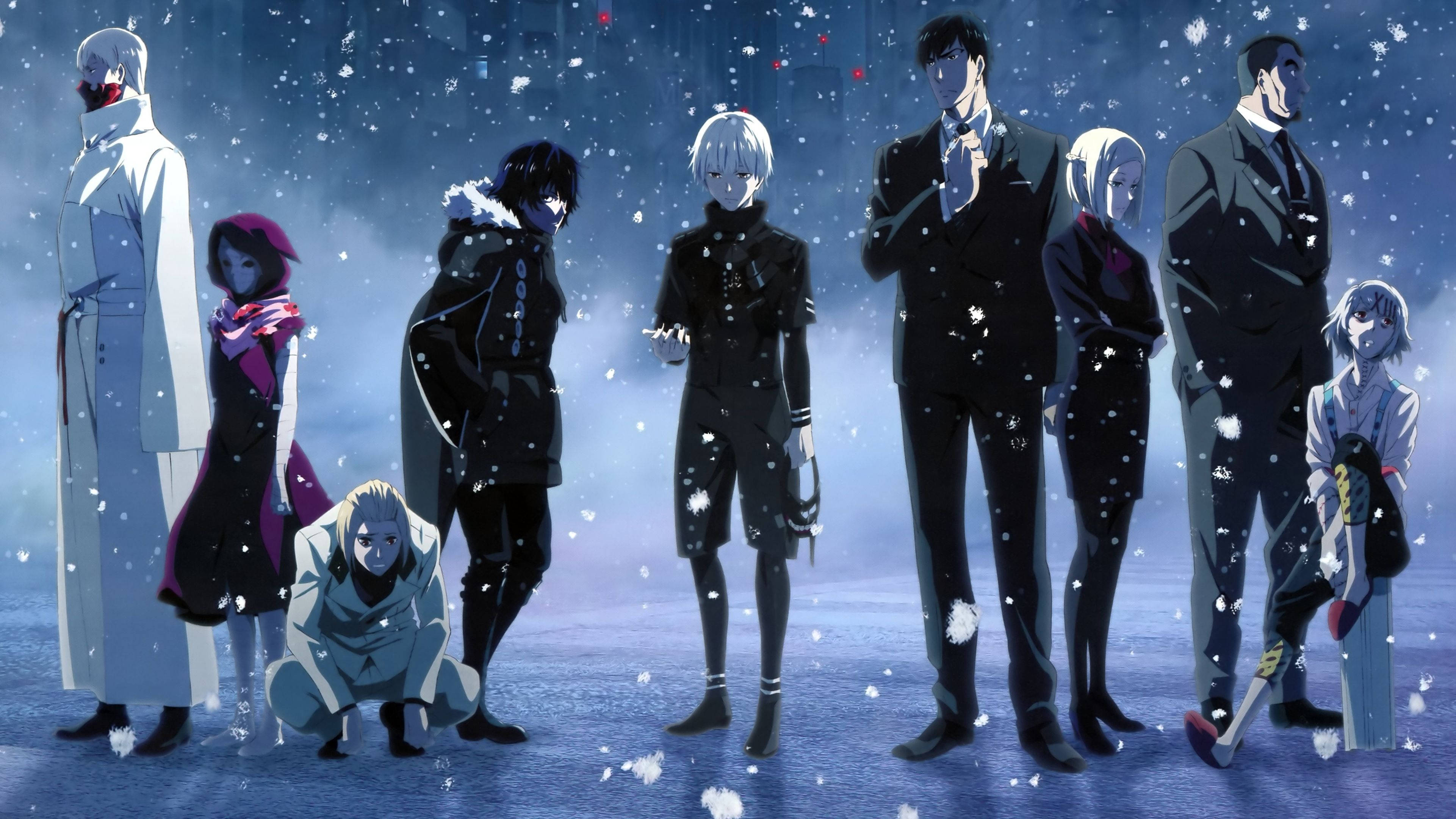 Tokyo Ghoul Karakters Groep Kuns Muurpapier
