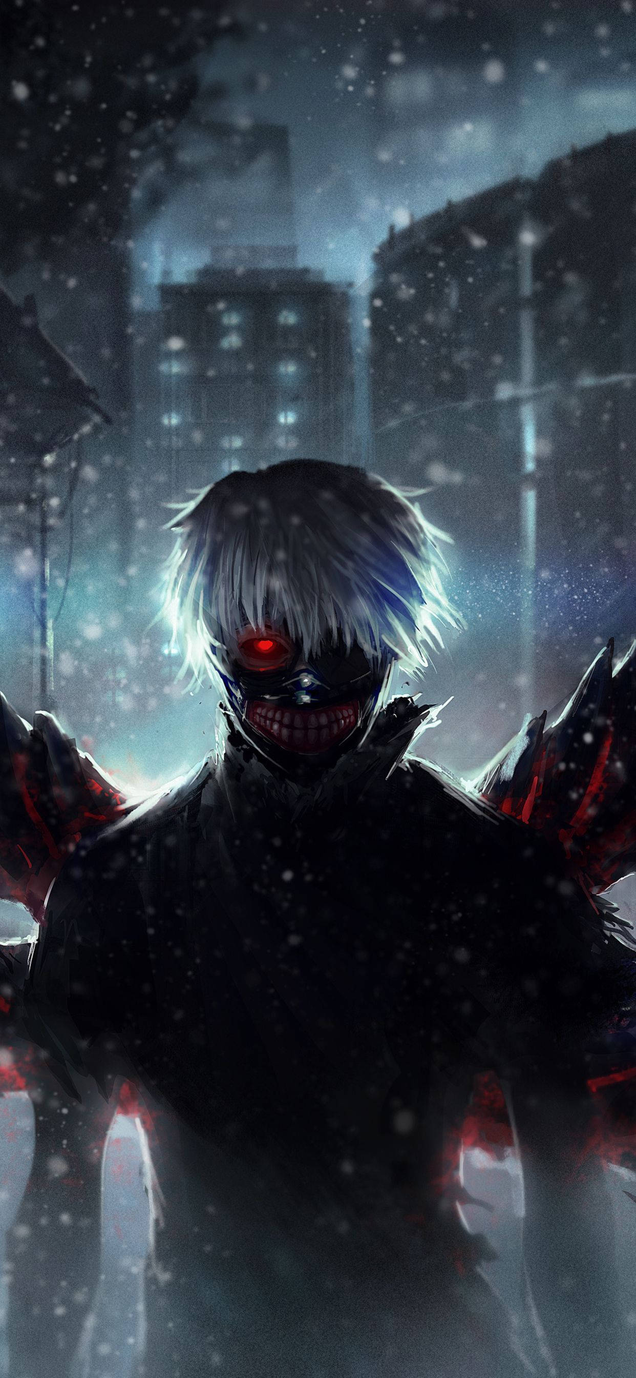 Tokyo Ghoul Karakters Ken se Rooi Vlerke Muurpapier