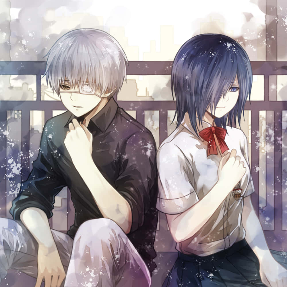 Tokyo Ghoul Profielprent Ken en Touka Muurpapier