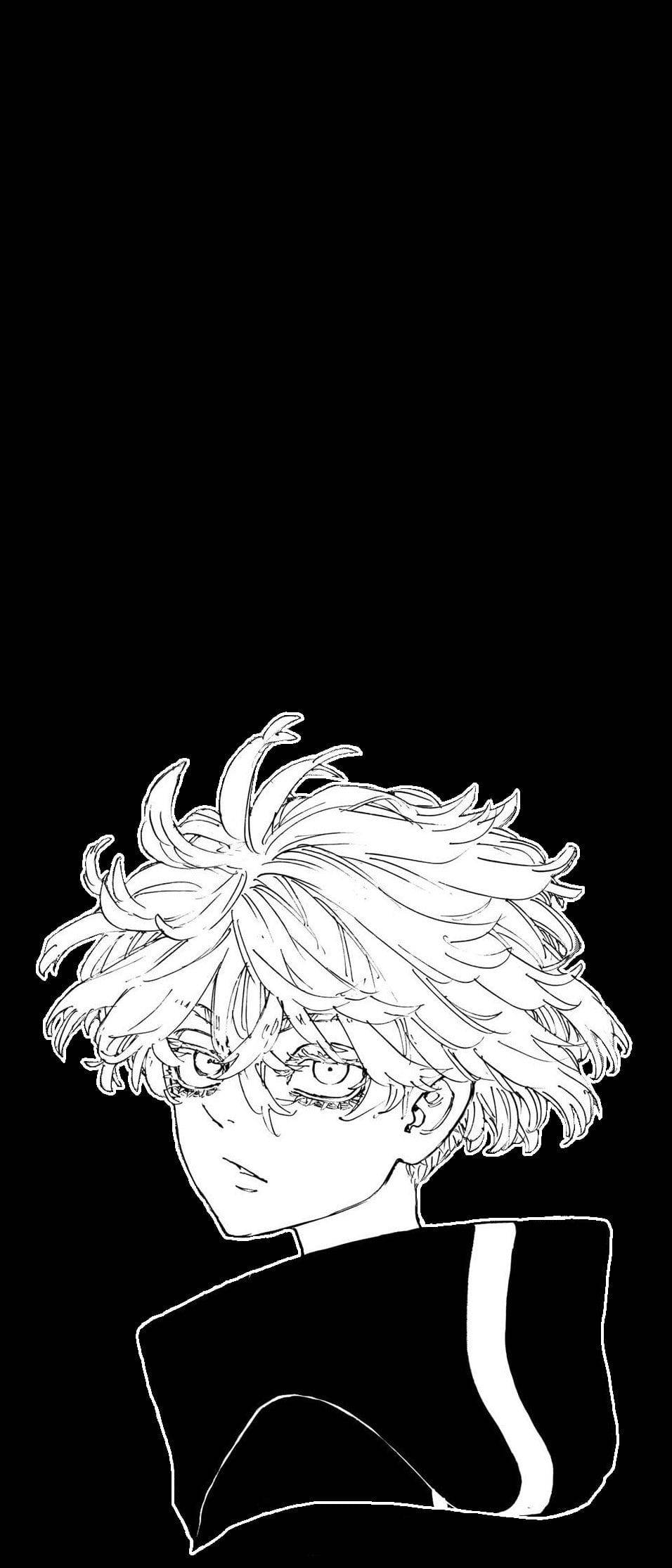 Tokyo Revengers Senju Kawaragi Swart en Wit PFP Muurpapier