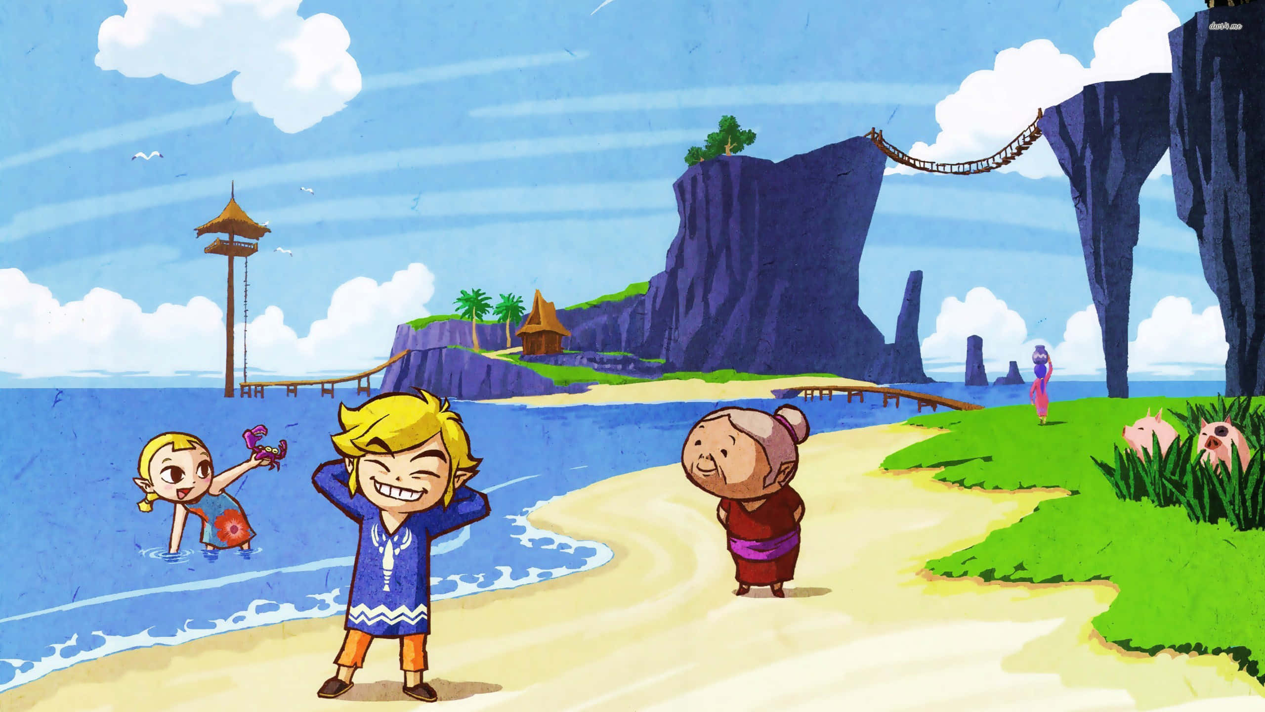 Toon Link by die Strand Muurpapier