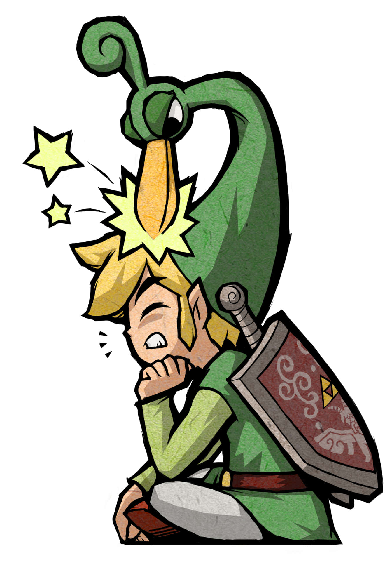 Toon Link wat op sy gekruiste bene sit Muurpapier