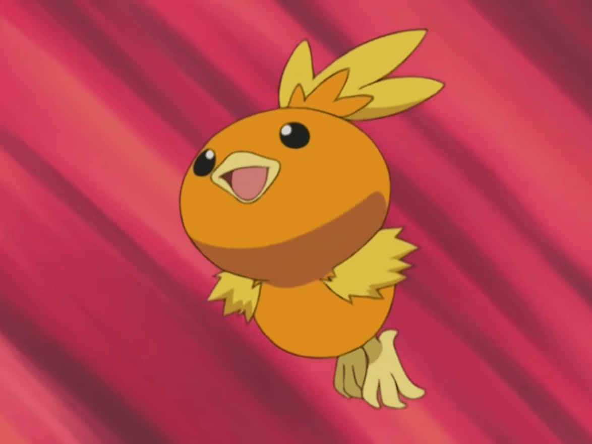 Torchic Spring met Rooi Agtergrond Muurpapier