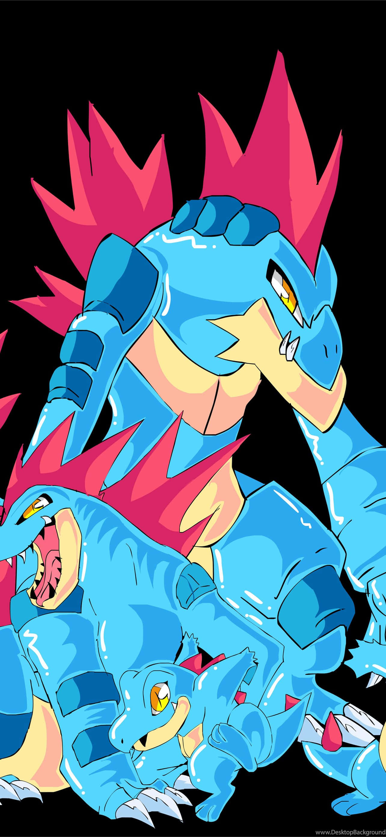 Totodile Evolusie - Oorsig van Totodile, Croconaw en Feraligatr in Swart Muurpapier