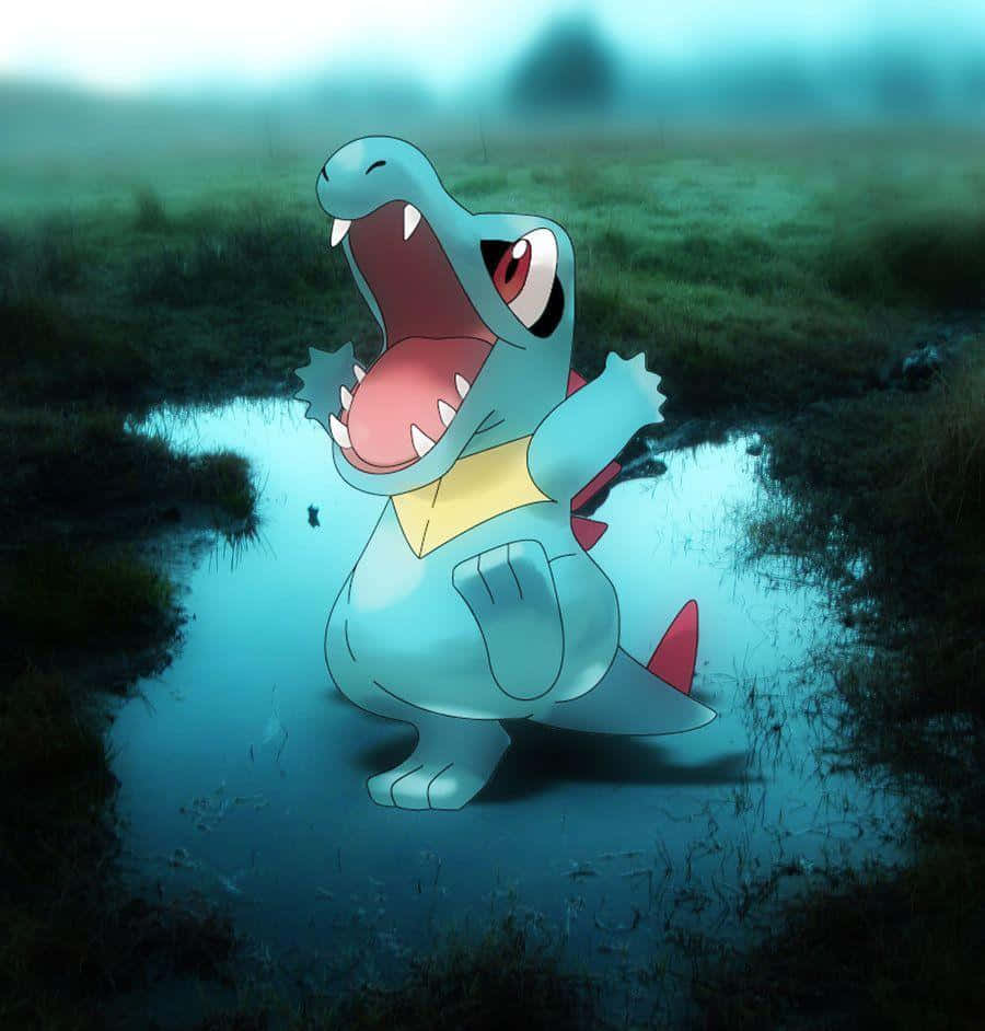 Totodile in 'n Regte Lewe Plas Muurpapier