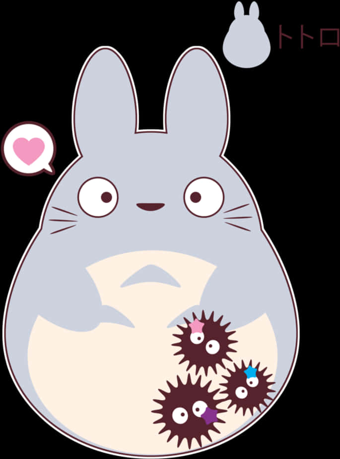 Totoro en Roetgeeste Liefde Muurpapier