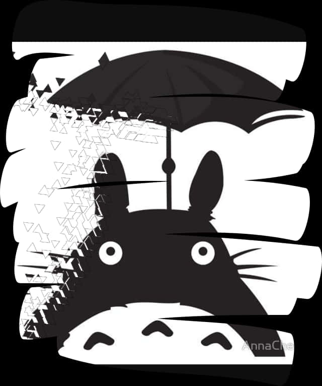 Totoro met Sambreel Glitch Kuns Muurpapier
