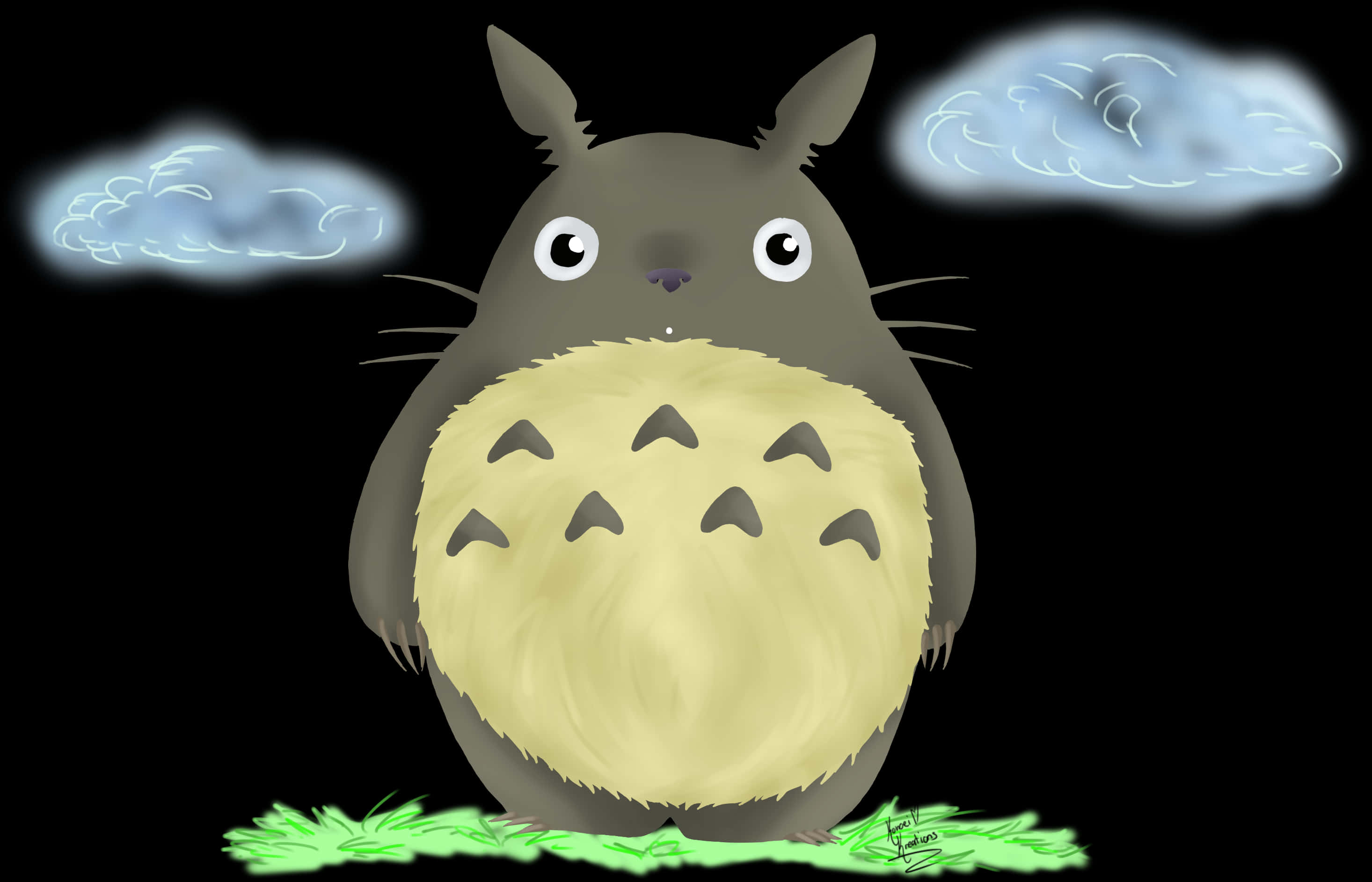 Totoro Nagillustrasie — Cool anime GIF Muurpapier