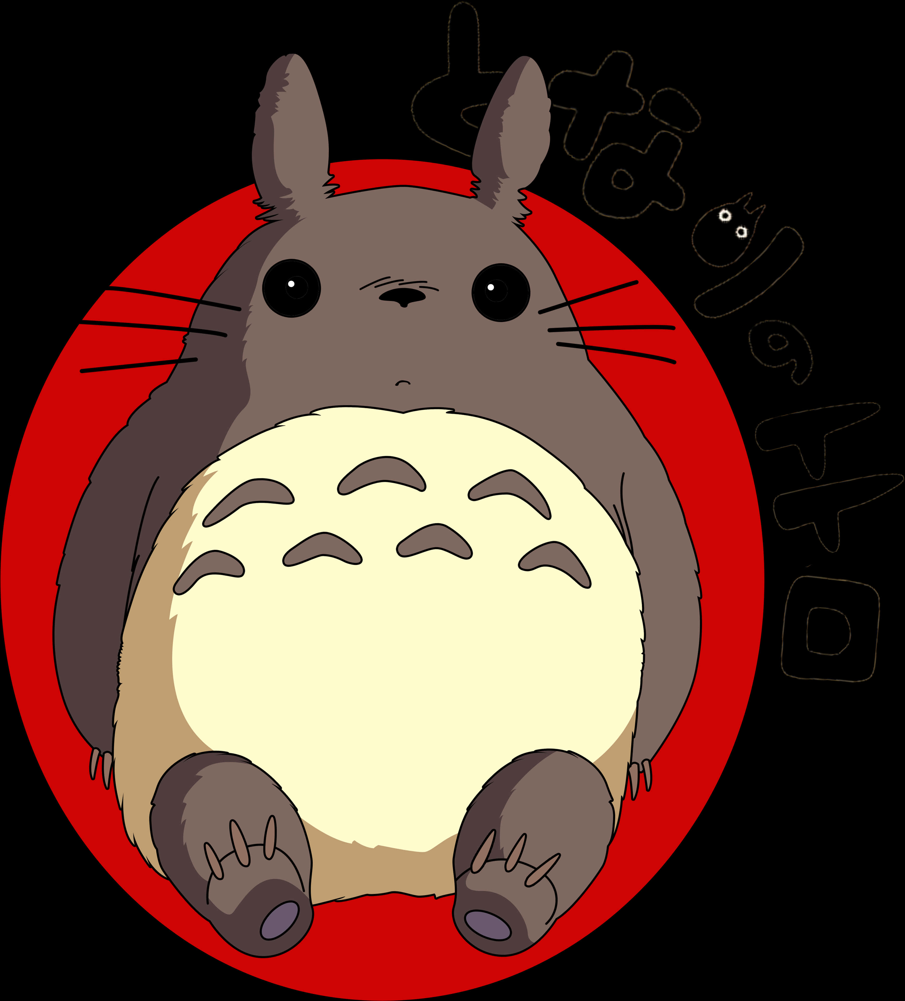 Totoro Rooi Agtergrond Kuns Muurpapier