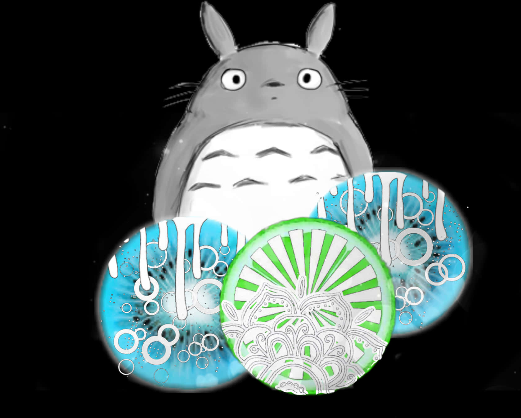 Totorowe met abstrakte sirkels — Cool anime GIF Muurpapier