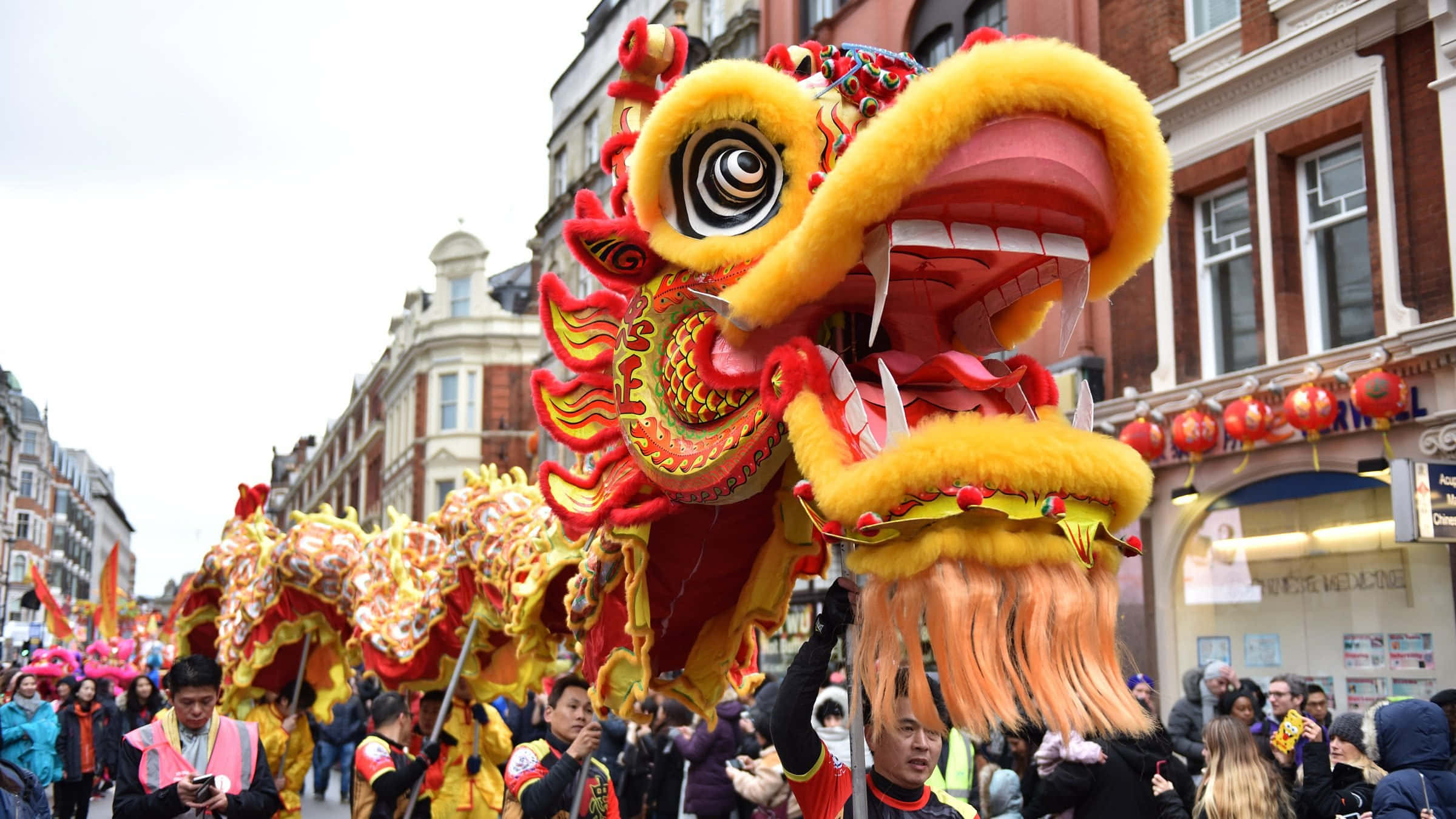 Tradisionele Chinese Dorp Muurpapier