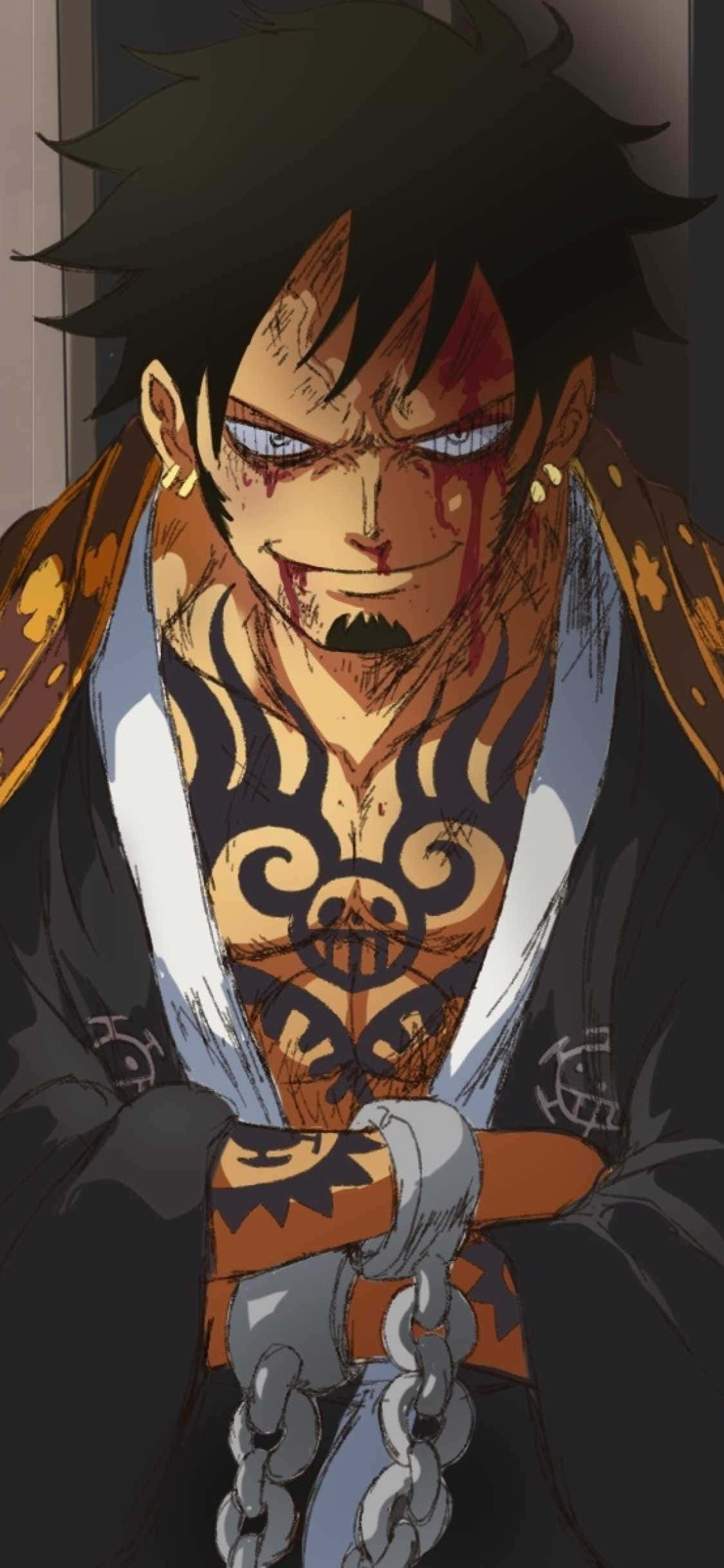 Trafalgar D Water Law One Piece Sluitskerm Anime Muurpapier