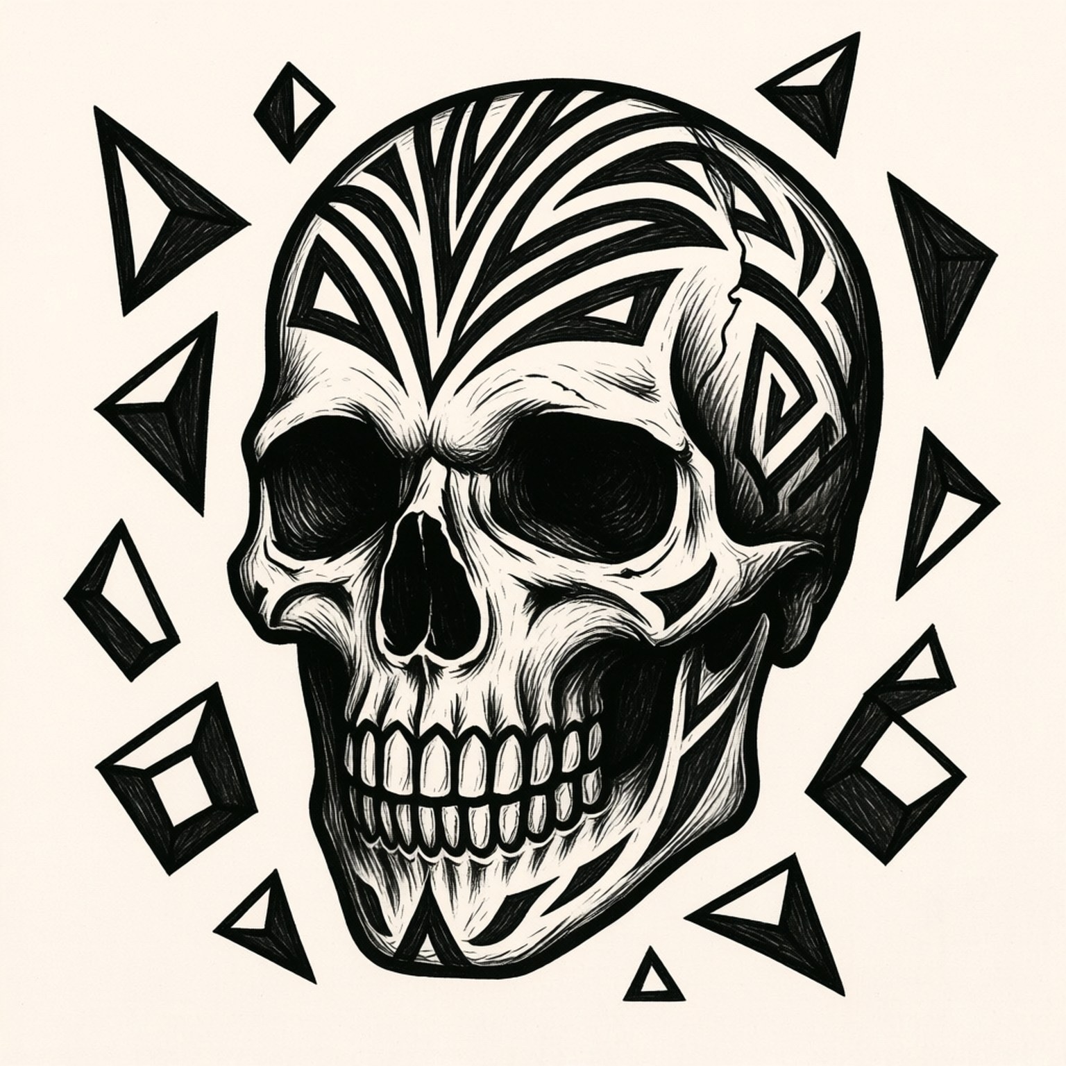 Tribale Skull Koel Tekening Muurpapier