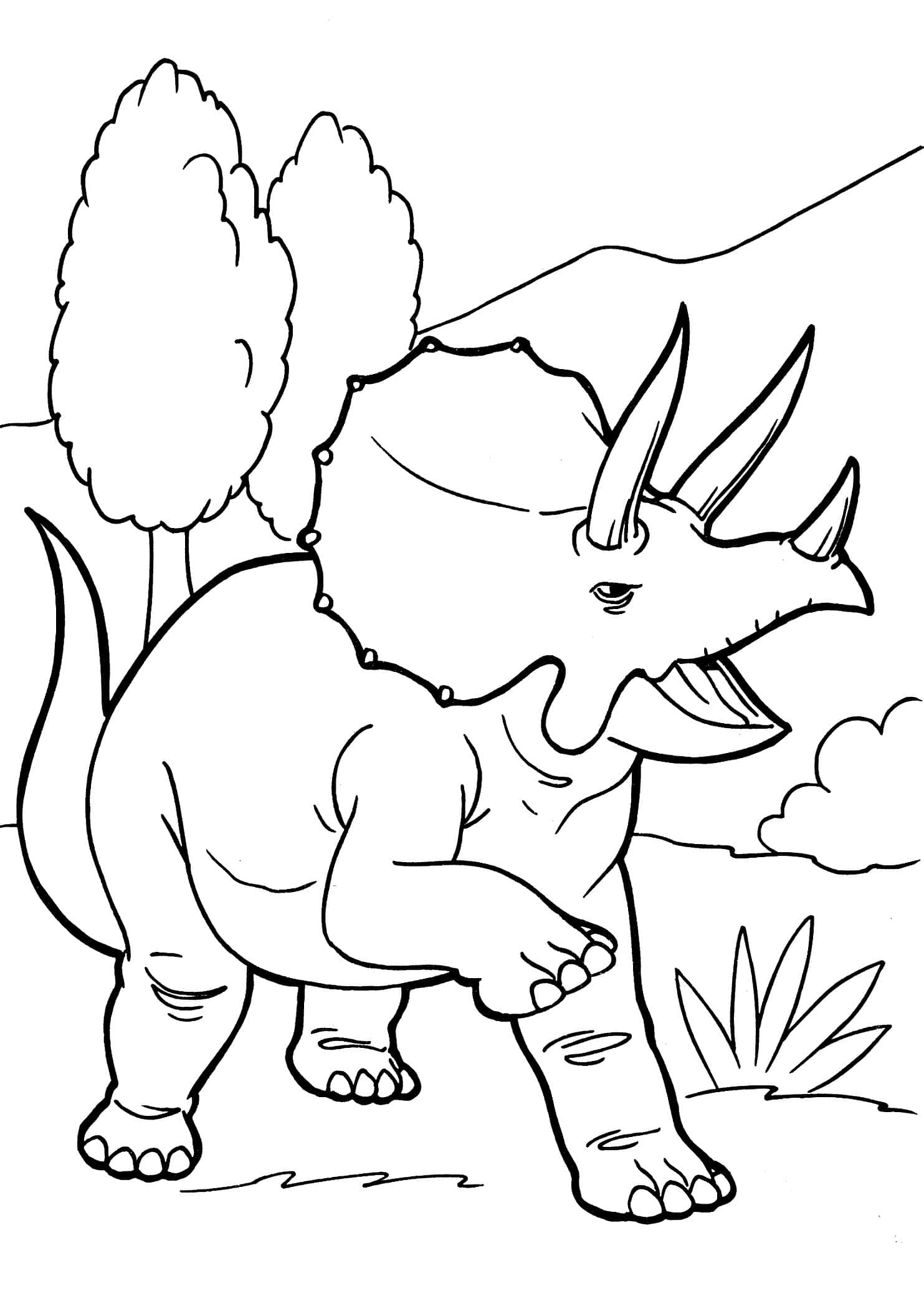 triceratops kleurbladsye Muurpapier