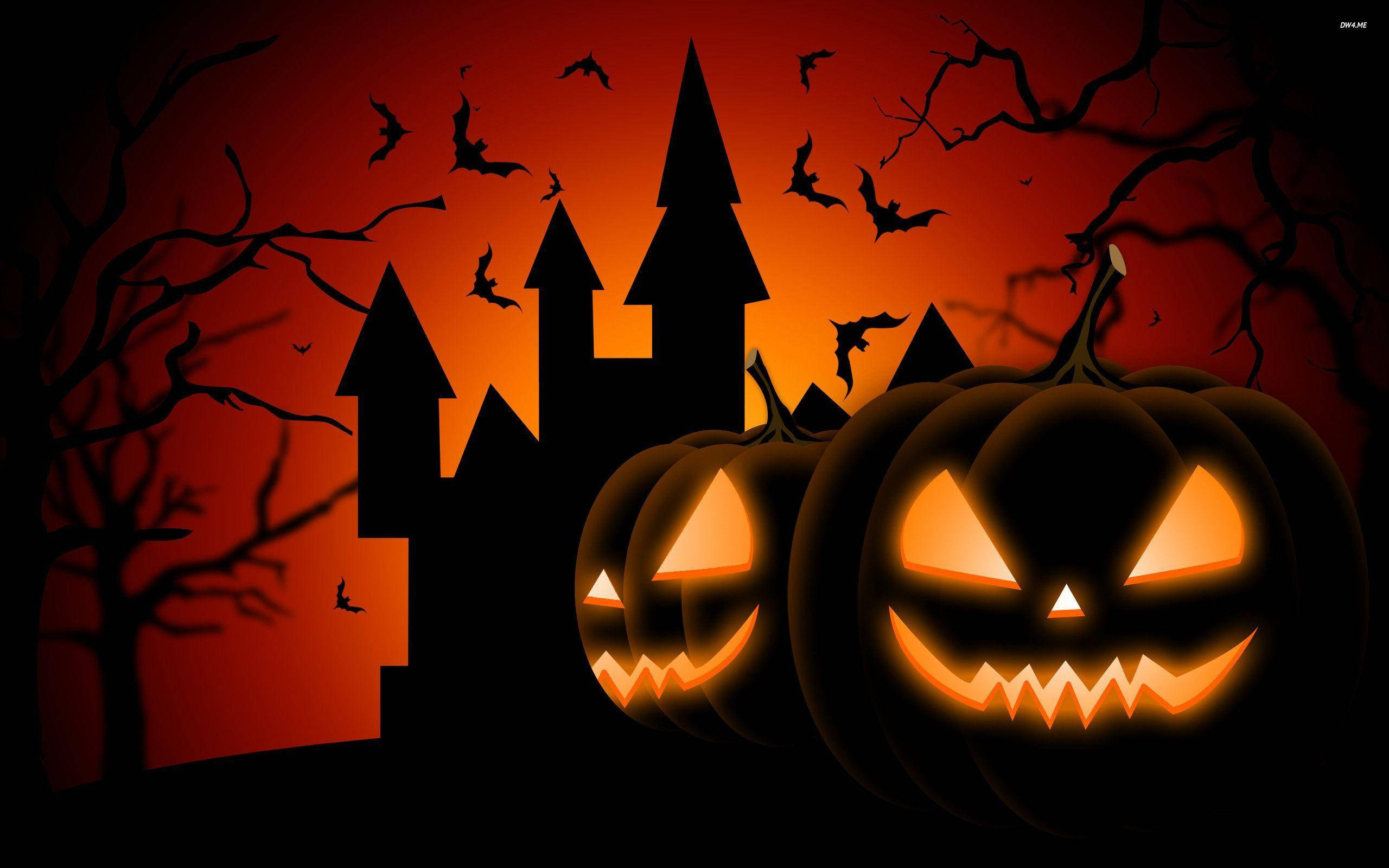 Trick or Treat Kasteel Pampoene Muurpapier
