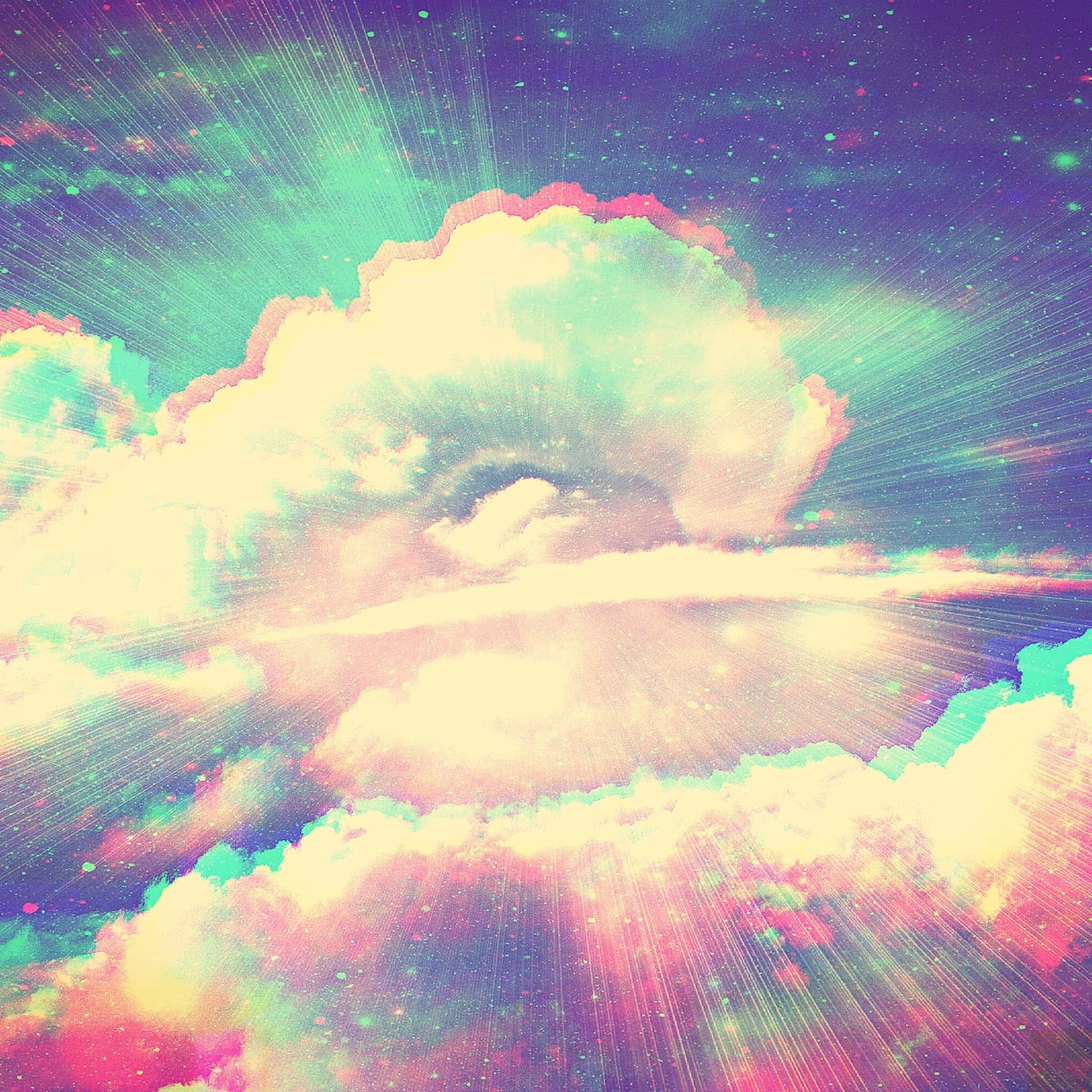 Trippige Estetiese Wolk met Ligflits Muurpapier