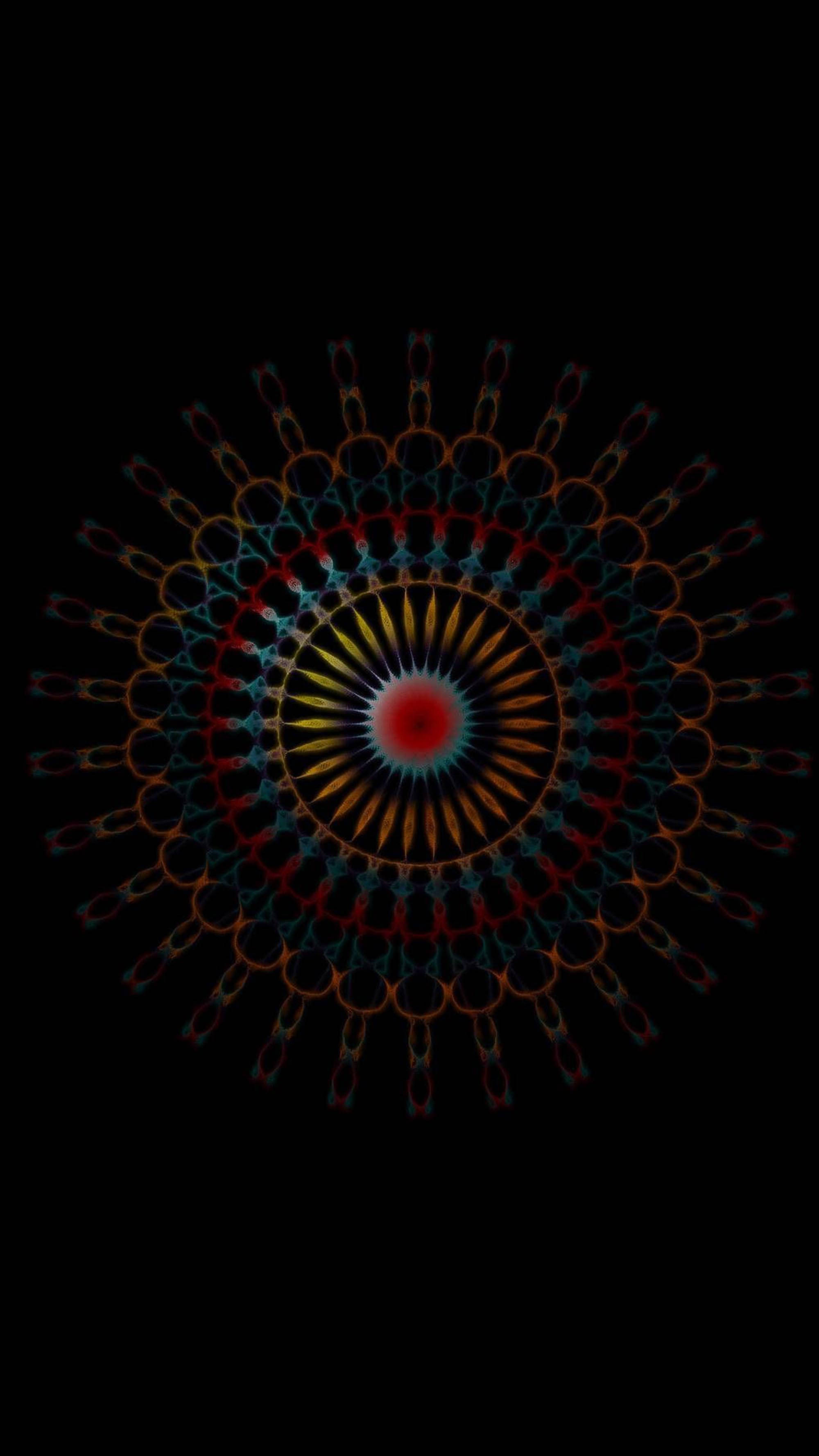 Trippy-donker estetiese sirkelfraktale Muurpapier