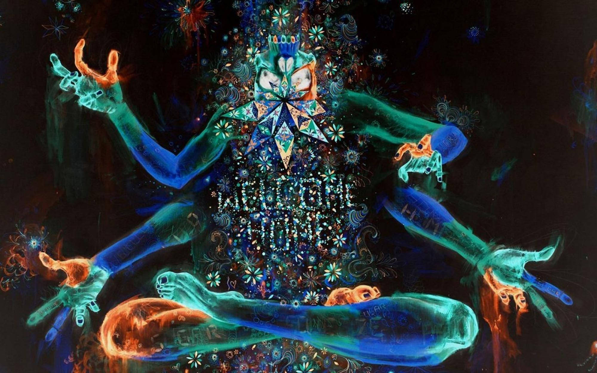 Trippy Donker Estetiese Shiva Mantra Muurpapier