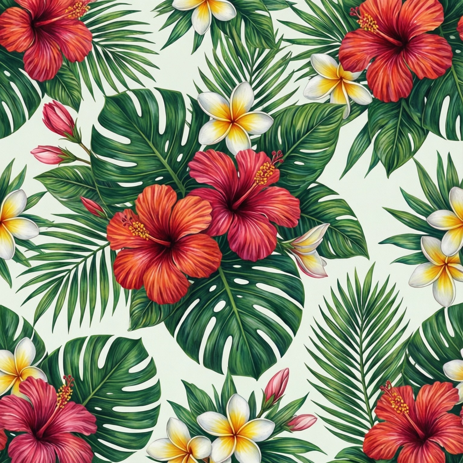 Tropiese Blompatroon Muurpapier