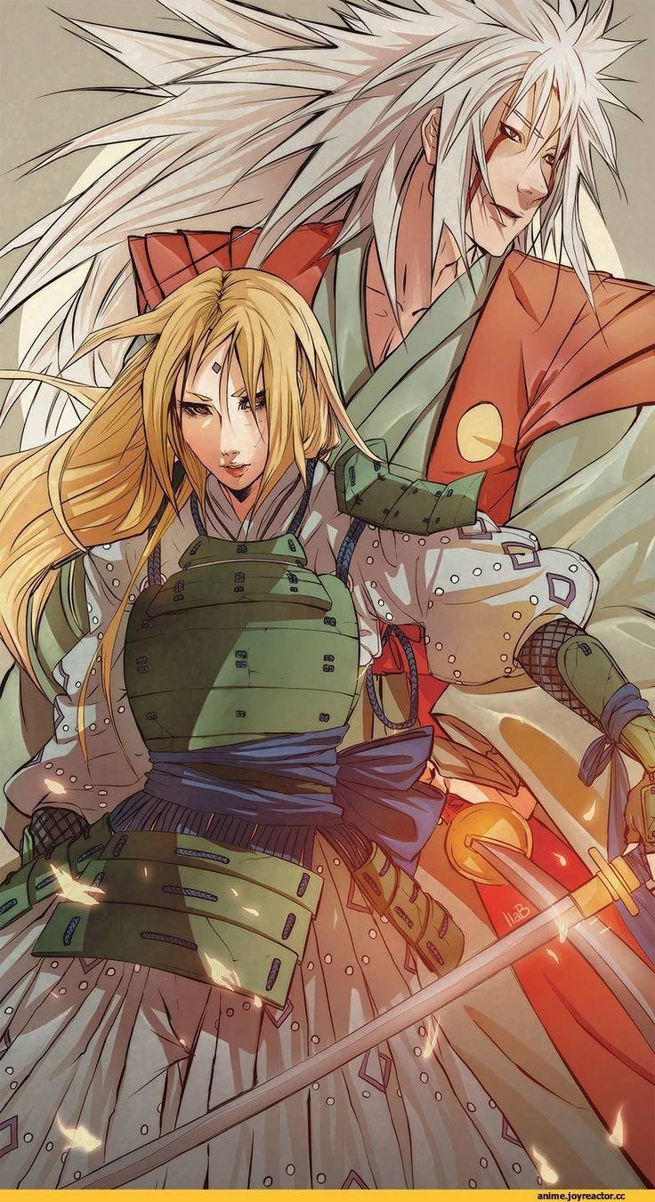 Tsunade en Jiraiya Gereed om te Veg Muurpapier