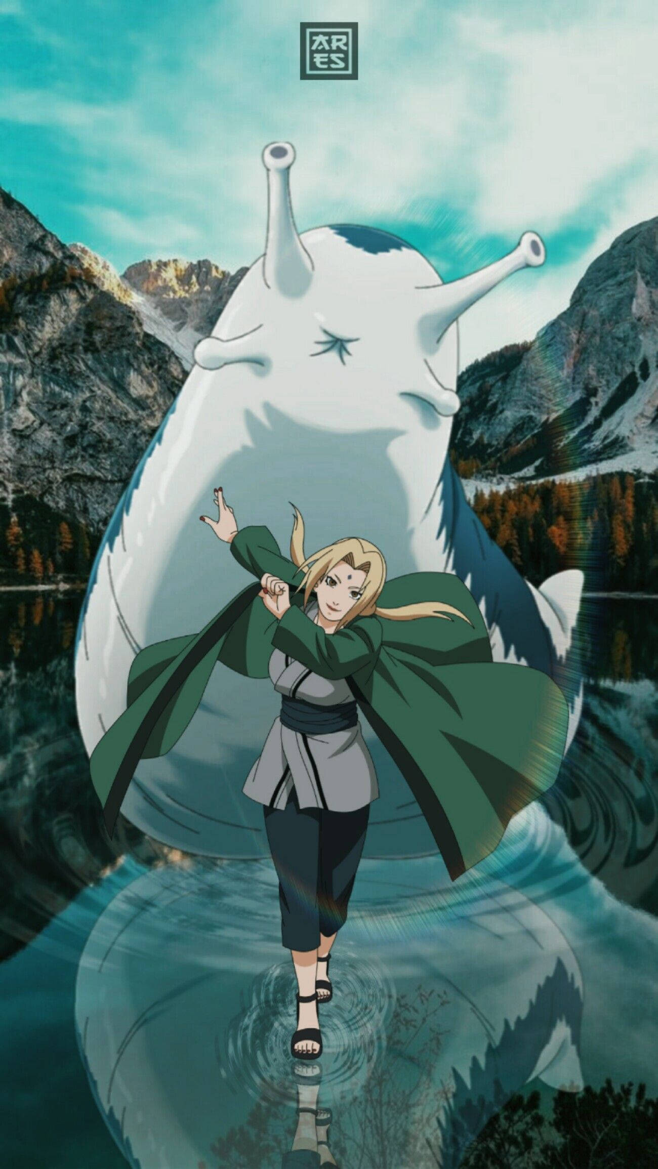 Tsunade en Katsuyu Muurpapier