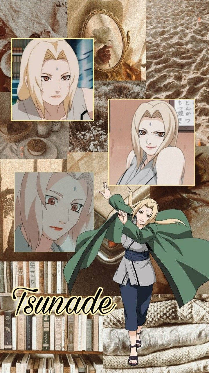 Tsunade Estetiese Collage Muurpapier