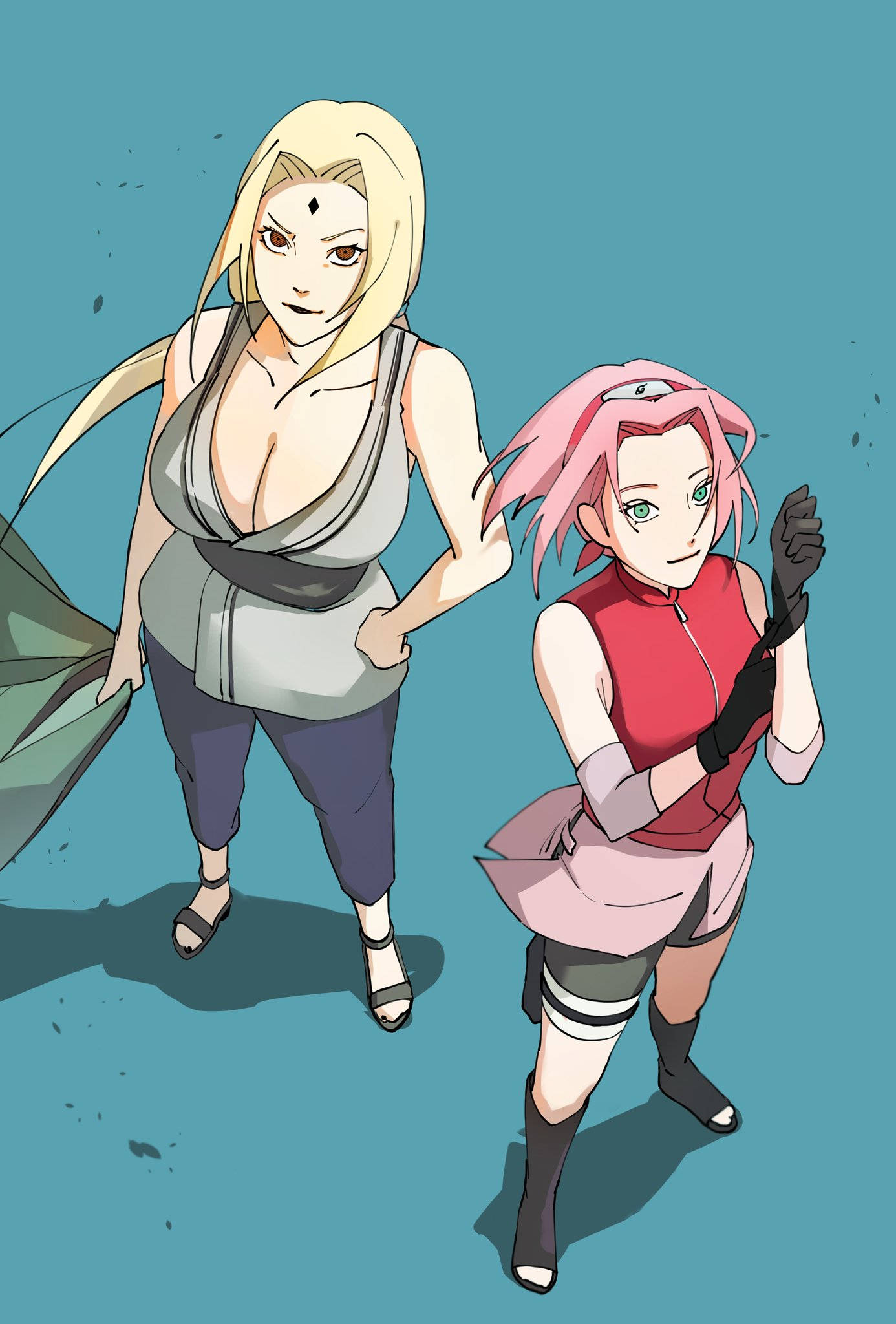 Tsunade met Sakura Muurpapier