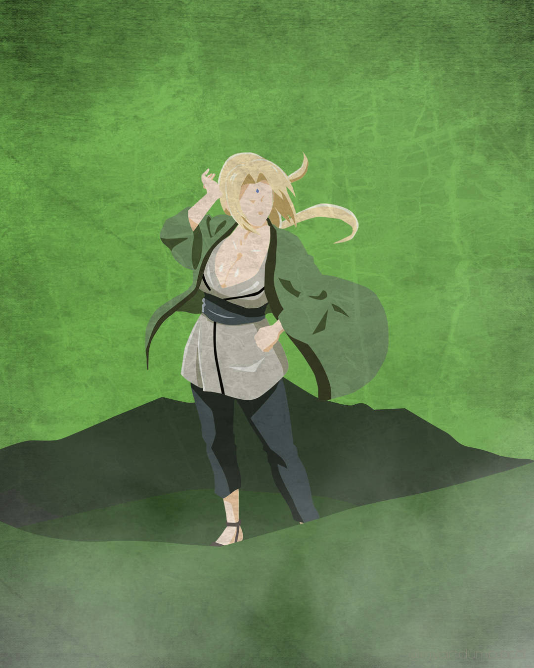 Tsunade Minimalistiese Fan-kuns Muurpapier