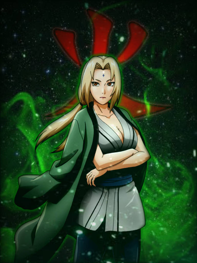 Tsunade wat haar arms kruis — Naruto iPhone GIF Muurpapier