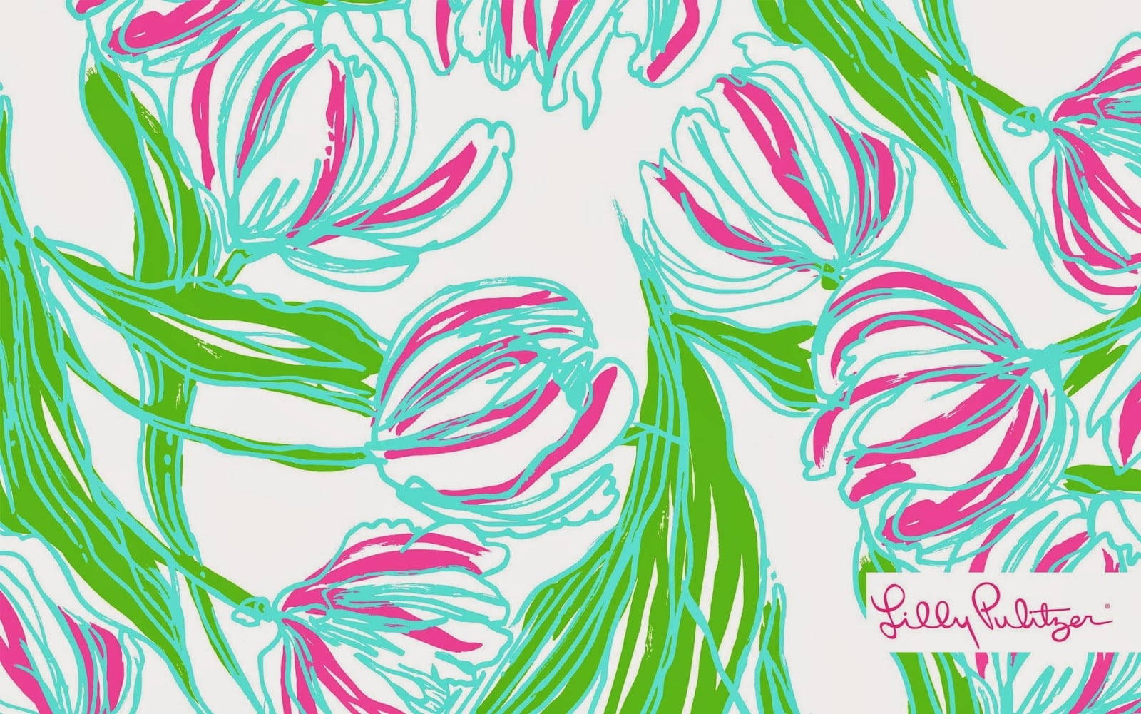 Tulips Lilly Pulitzer Lessenaar Muurpapier