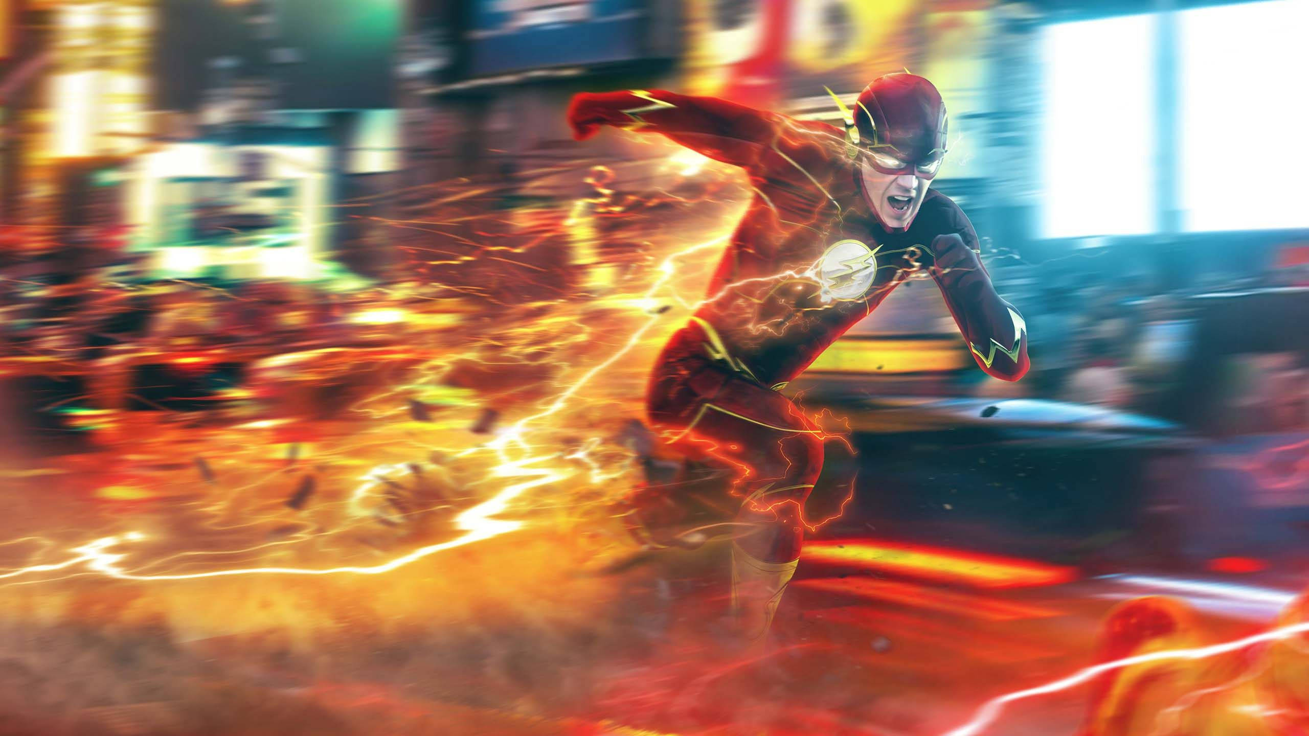 TV 4K The Flash Oranje Estetiese Speed Force Muurpapier