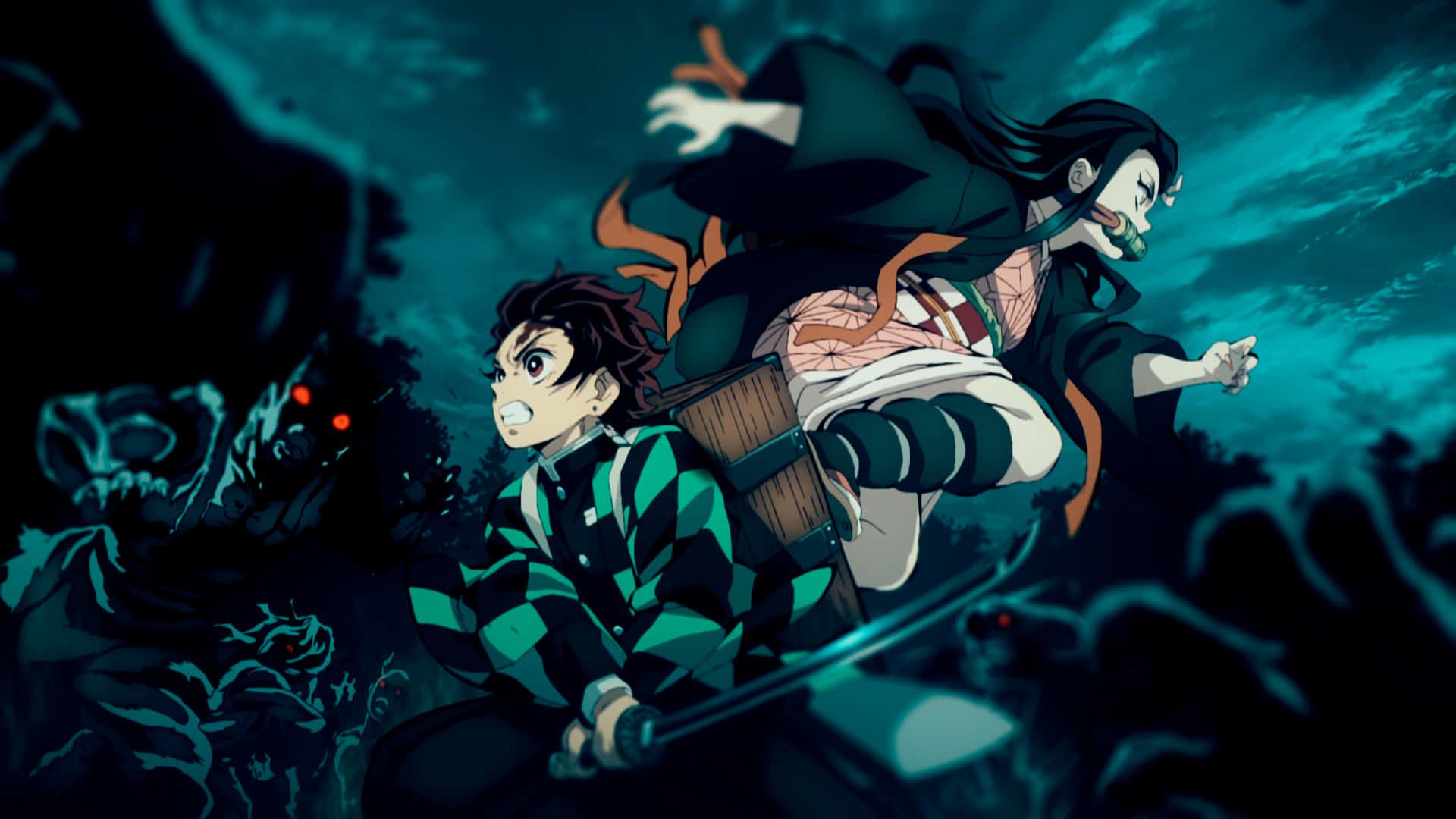 Demon Slayer Skootrekenaar — Anime estetiese GIF Muurpapier