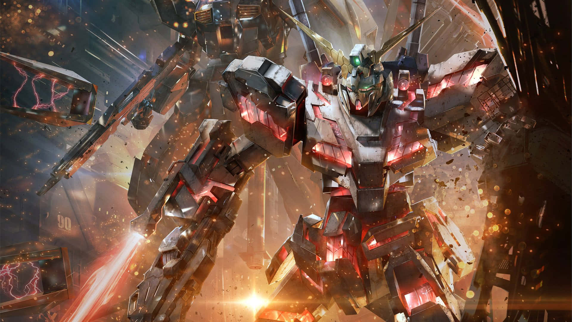 Twee Gundam Lessenaar Muurpapier