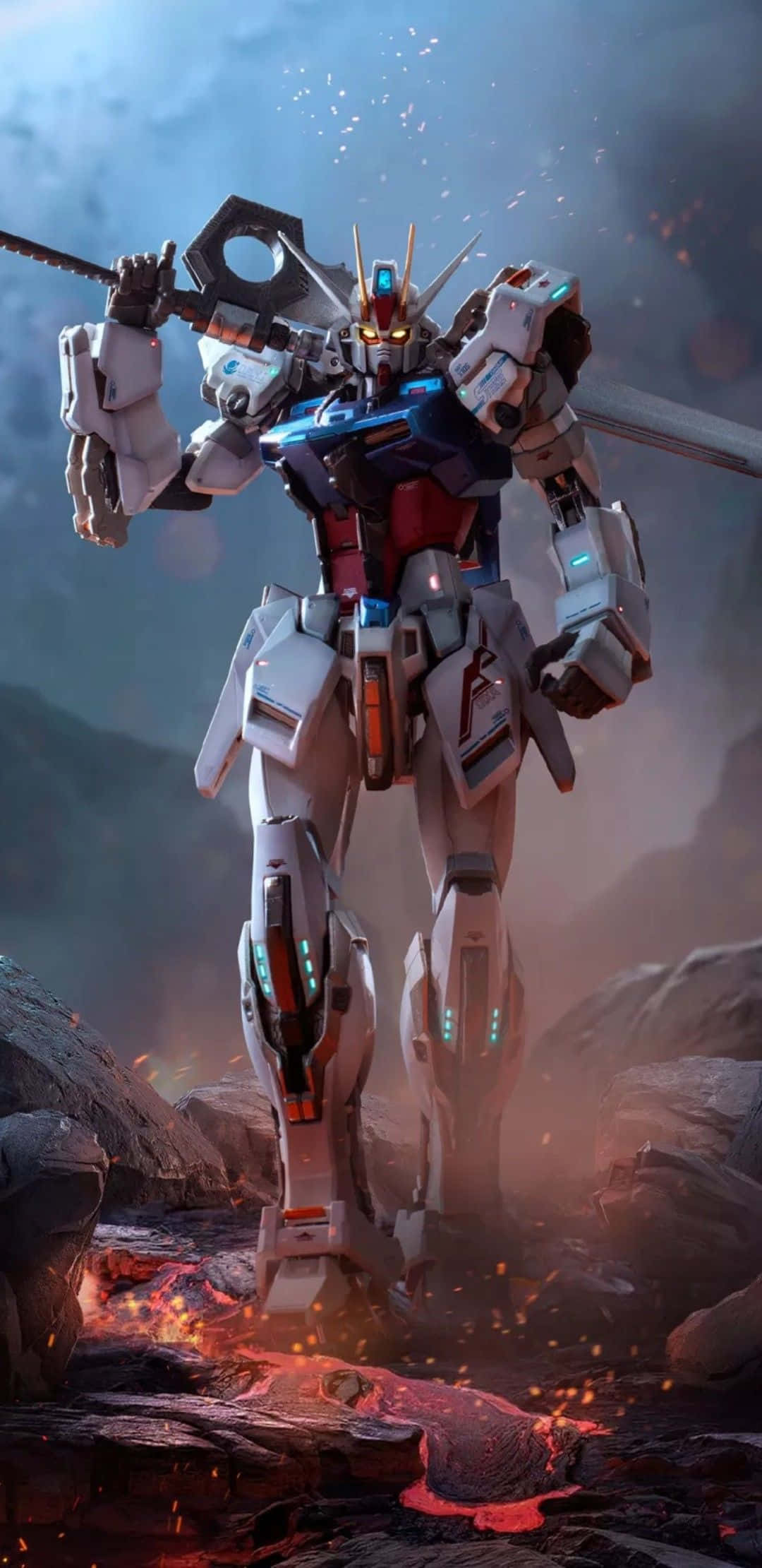 Twee Gundam Vegters neem Deel aan 'n Epiese Stryd Muurpapier