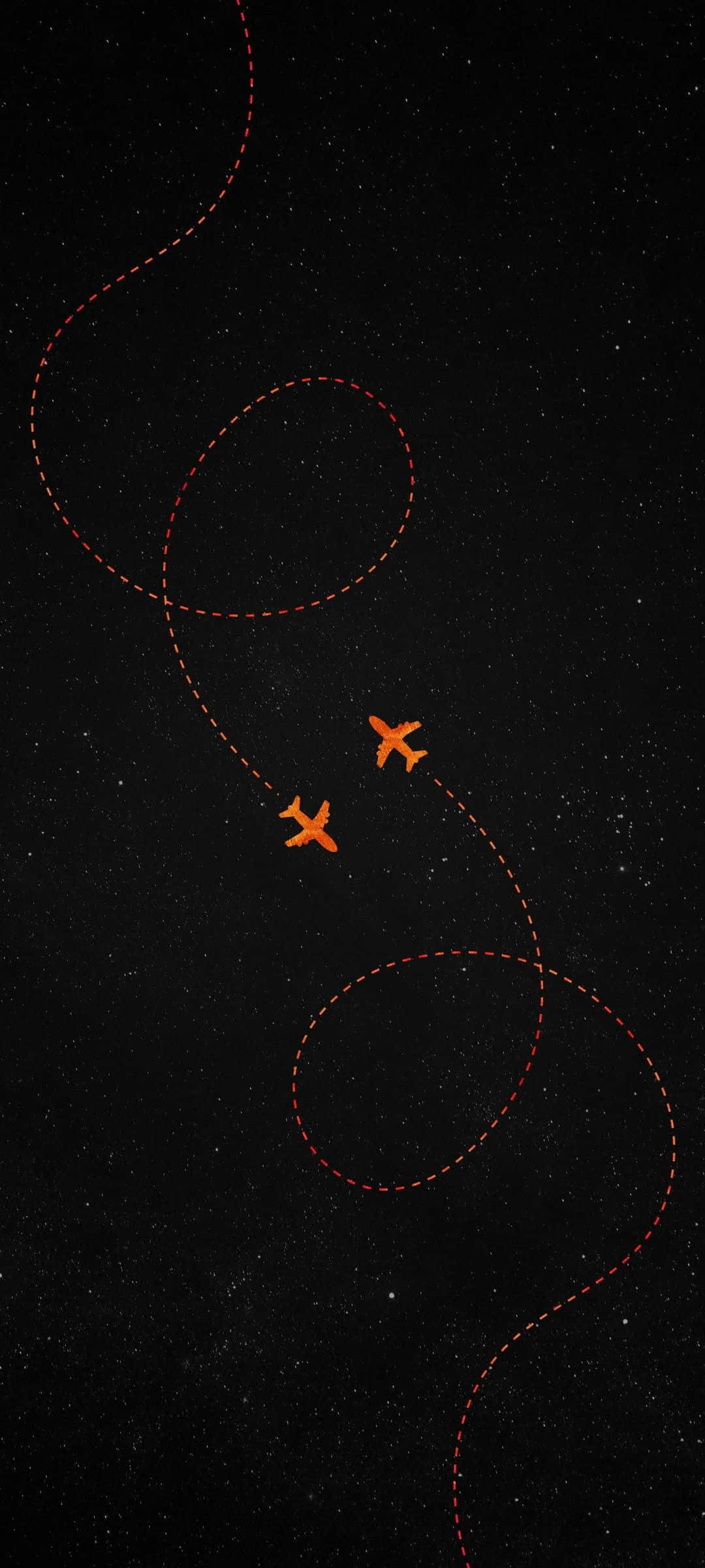 Twee Oranje Vliegtuie Illustrasie Android Vliegtuig Agtergrond Muurpapier