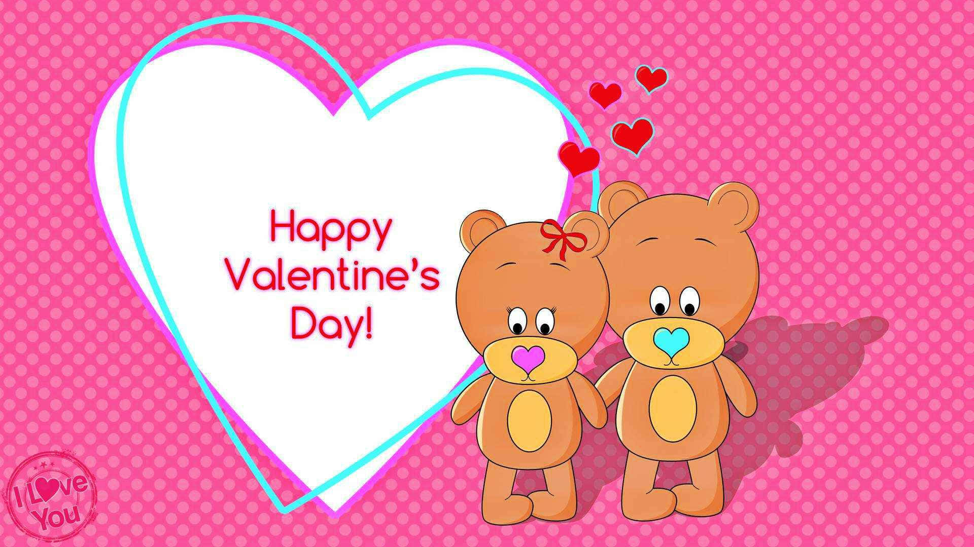 twee teddiebere met die woorde gelukkige valentynsdag Muurpapier