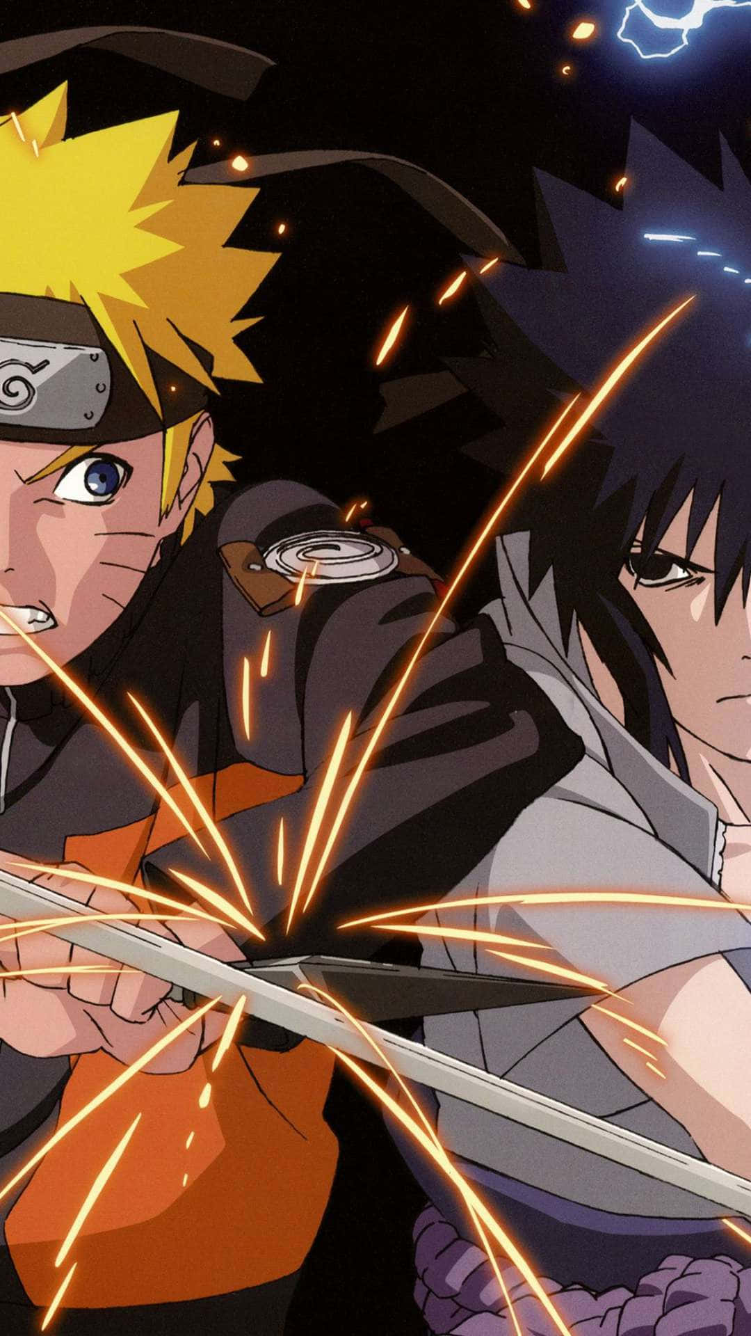 Twee vegters gereed om te veg in 'n opwindende anime-geveg Muurpapier