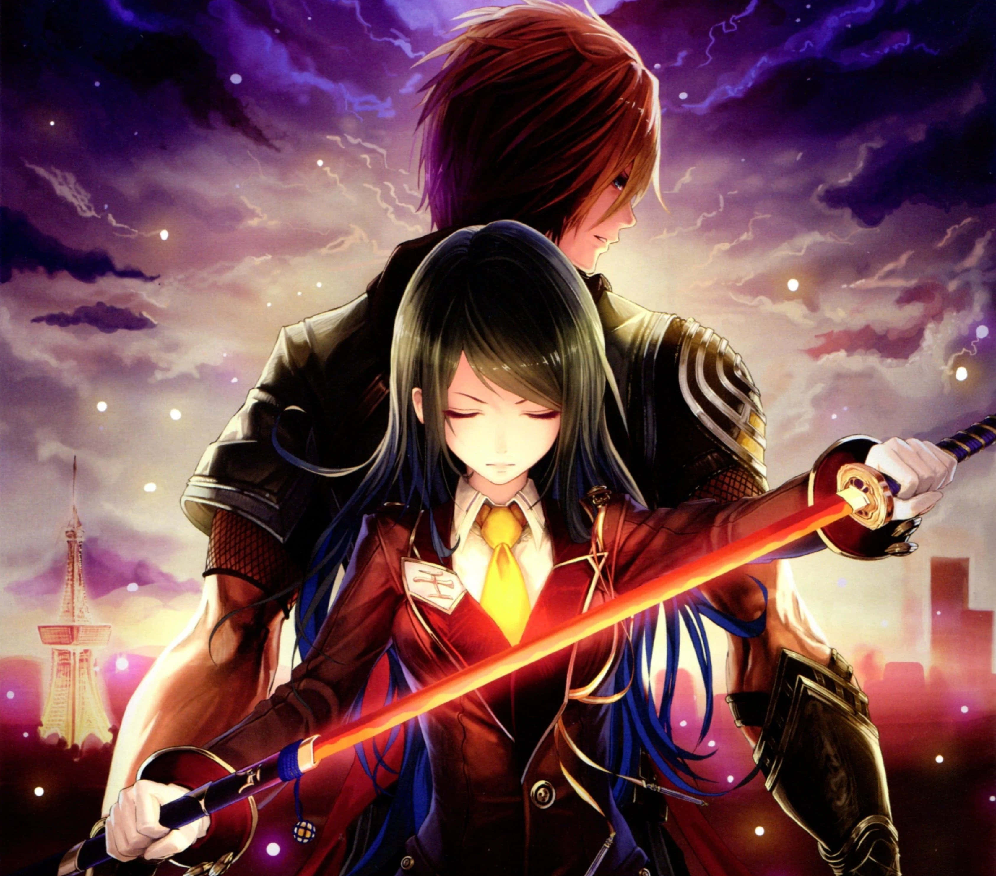 Twee vegters stry vir eer en glorie in 'n epiese anime-geveg Muurpapier