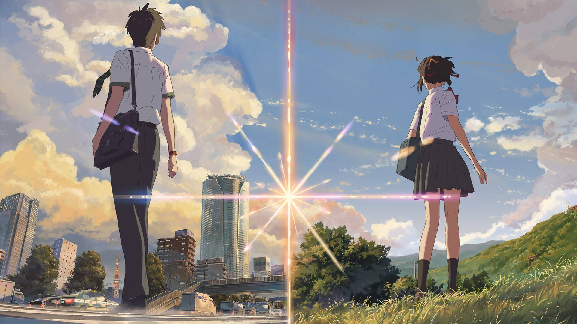 Twee Wêrelde Your Name Anime 2016 Muurpapier
